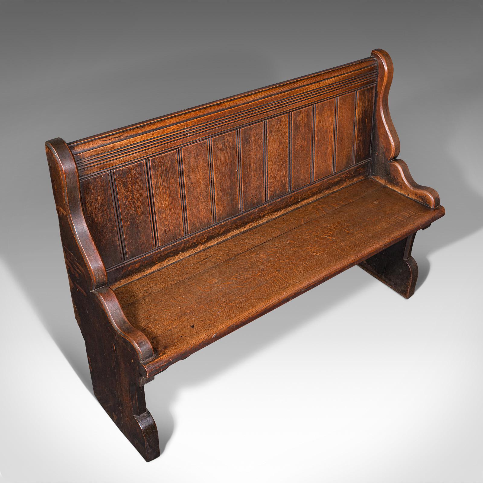 Antique Free-Standing Pew, Scottish, Oak, Bench Seat, Ecclesiastical, Victorian 2