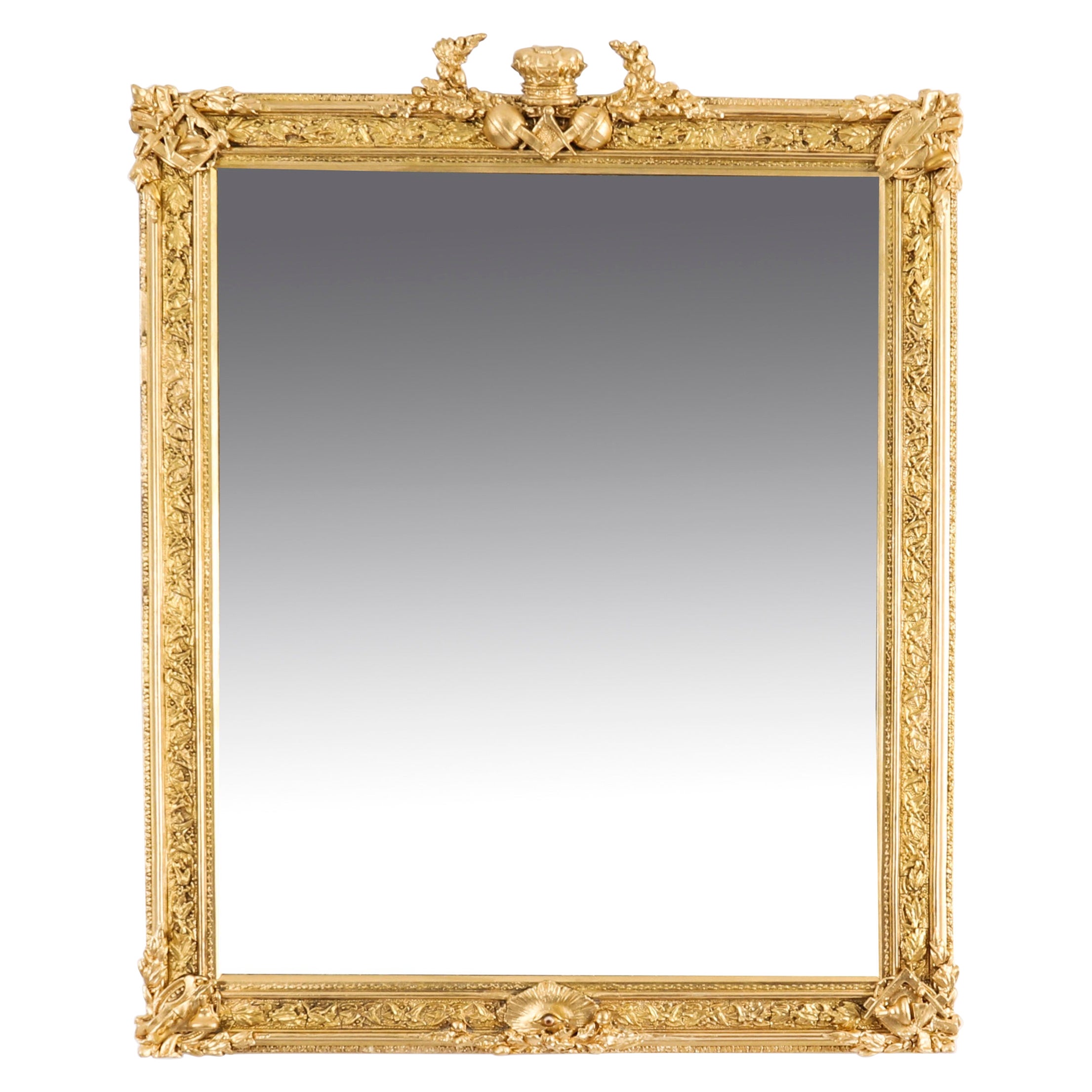 Antique Freemasons Masonic Giltwood Mirror 19th Century 73x59cm For Sale