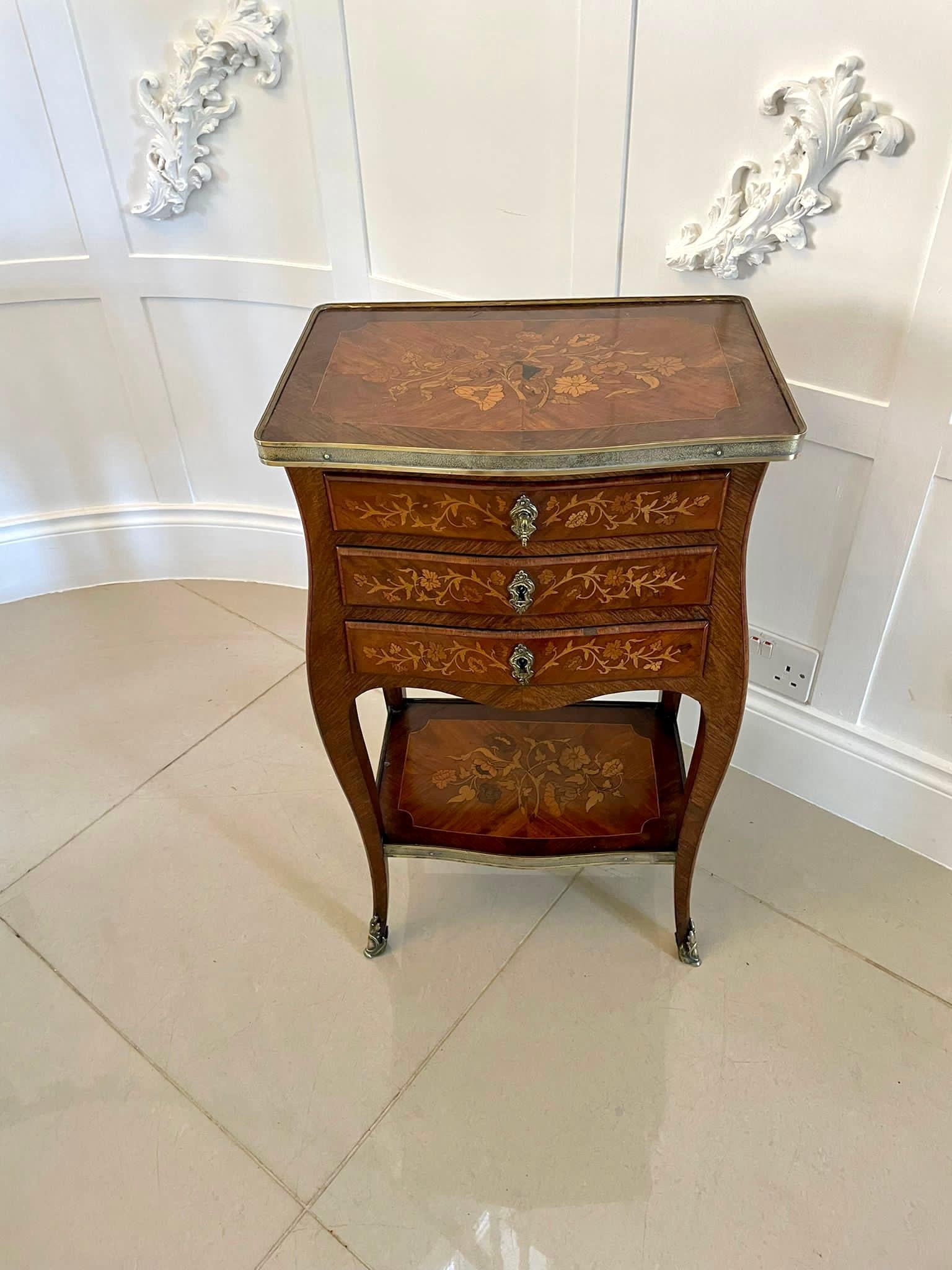 Victorian Antique Freestanding Quality Marquetry Inlaid Kingwood Chest of Drawers For Sale
