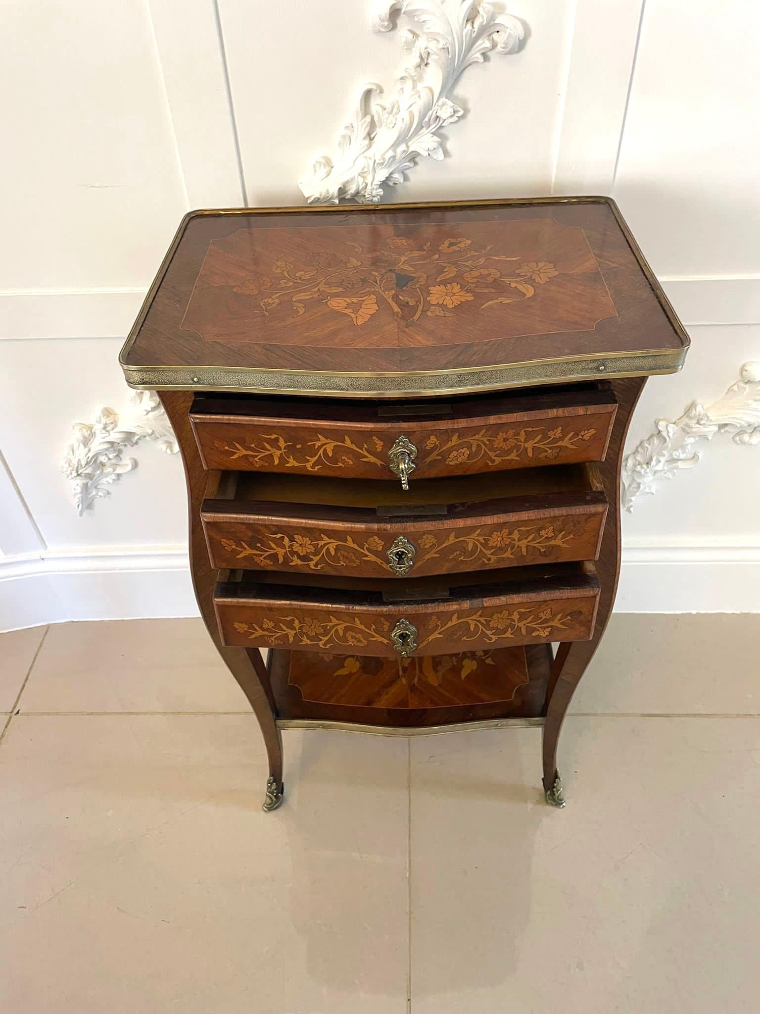English Antique Freestanding Quality Marquetry Inlaid Kingwood Chest of Drawers For Sale