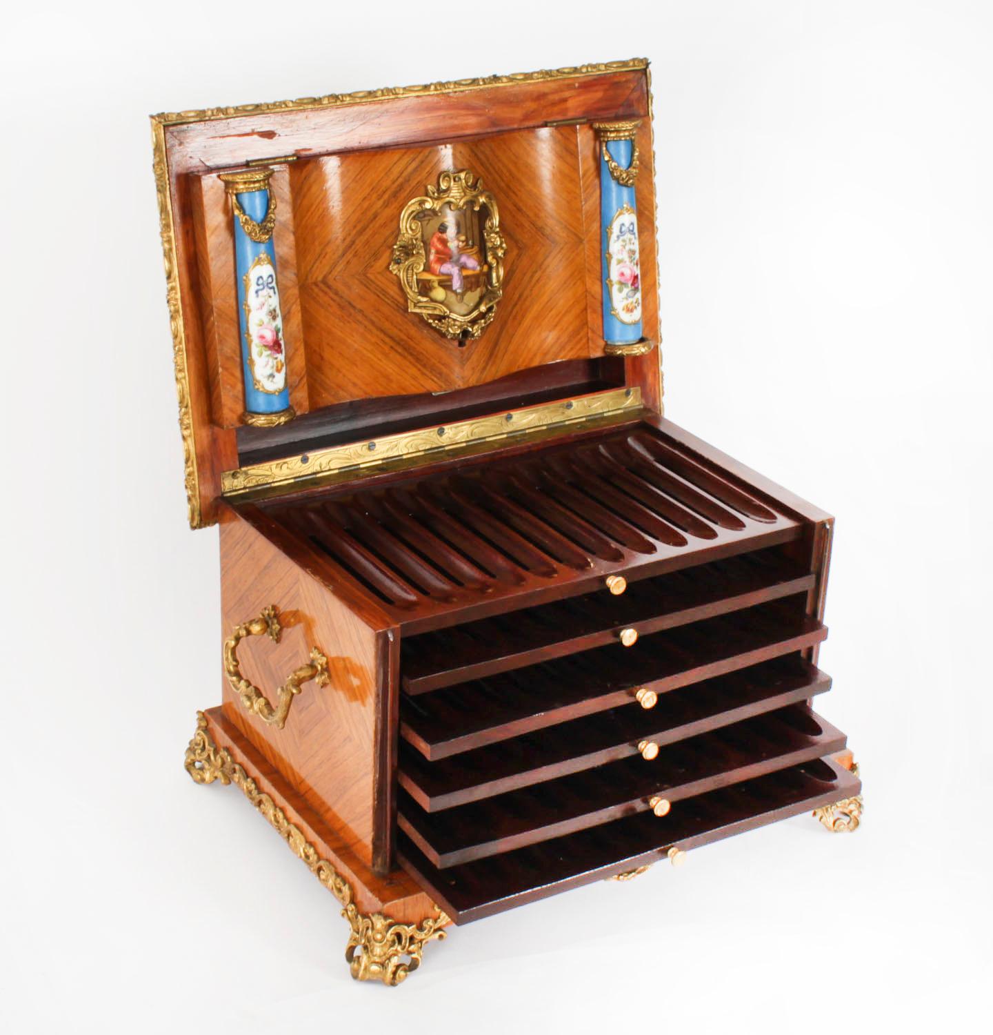Antique Frenc Sevres and Ormolu Mounted Cigar Humidor c.1870 19th Century 1