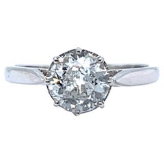 Antique French 0.93 Carat Old European Cut GIA Diamond Platinum Engagement Ring
