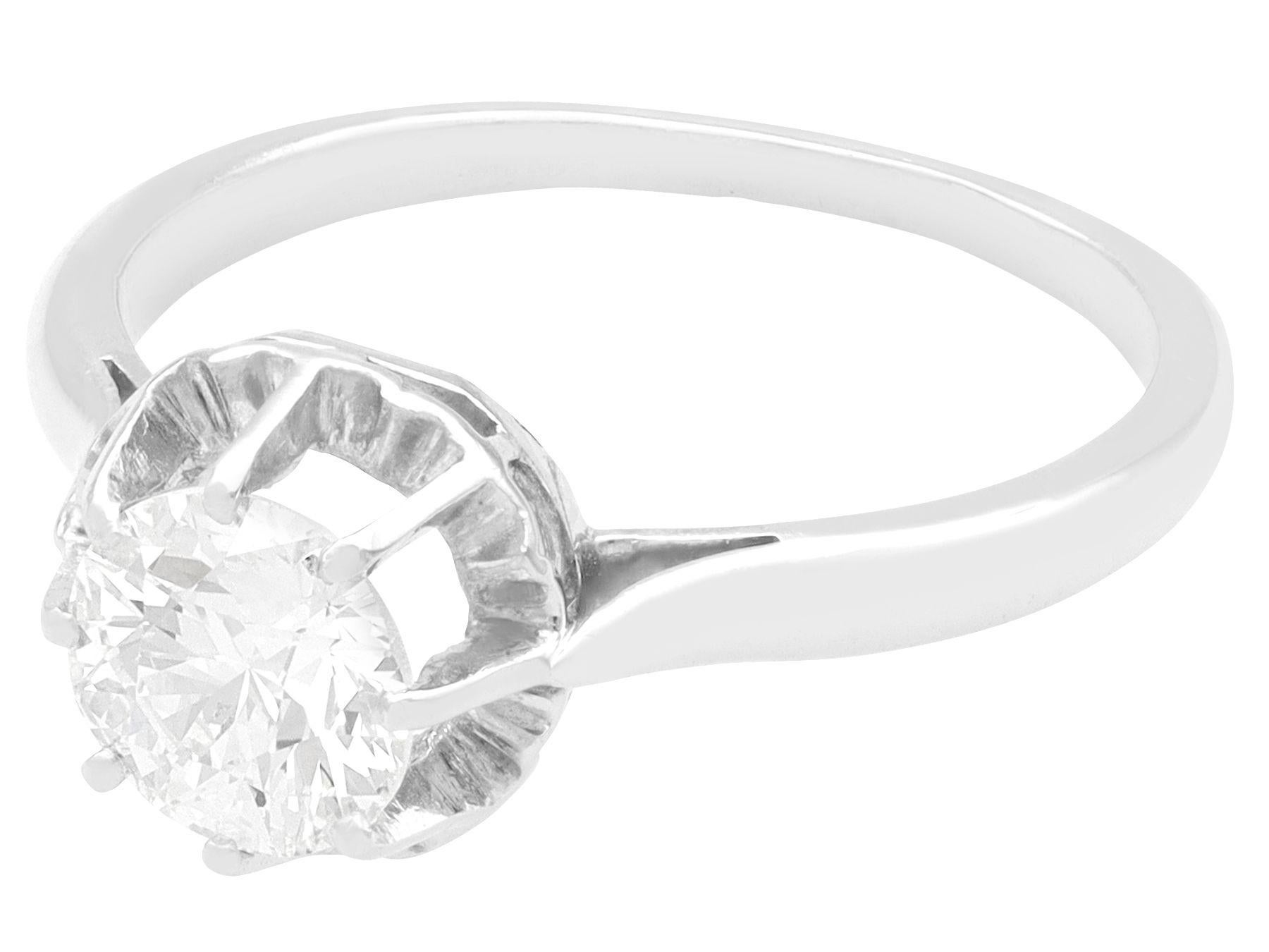 Round Cut Antique French 1.00 Carat Diamond and Platinum Solitaire Ring For Sale