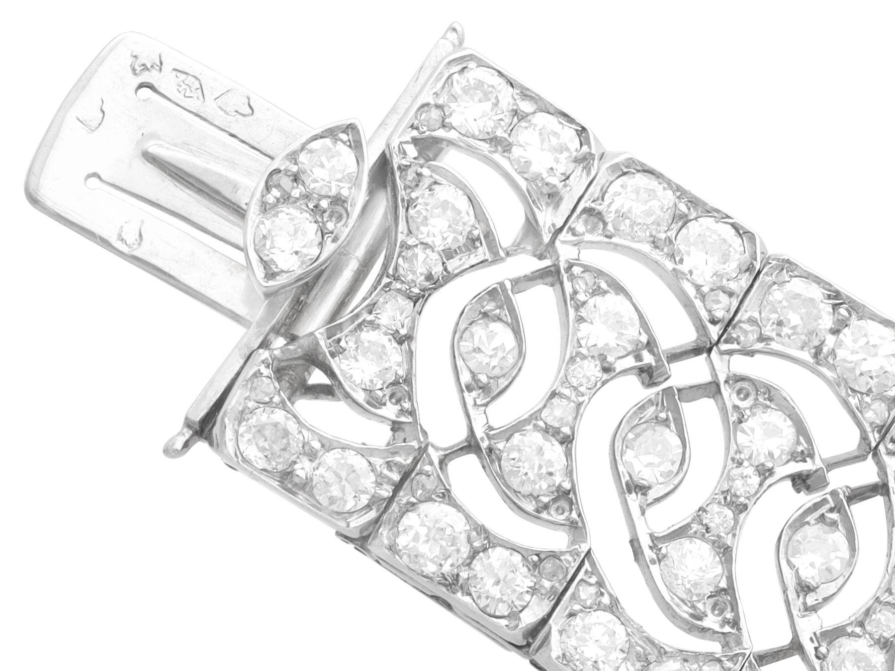 Antique Art Deco French 10.16 Carat Diamond and Platinum Bracelet For Sale 1