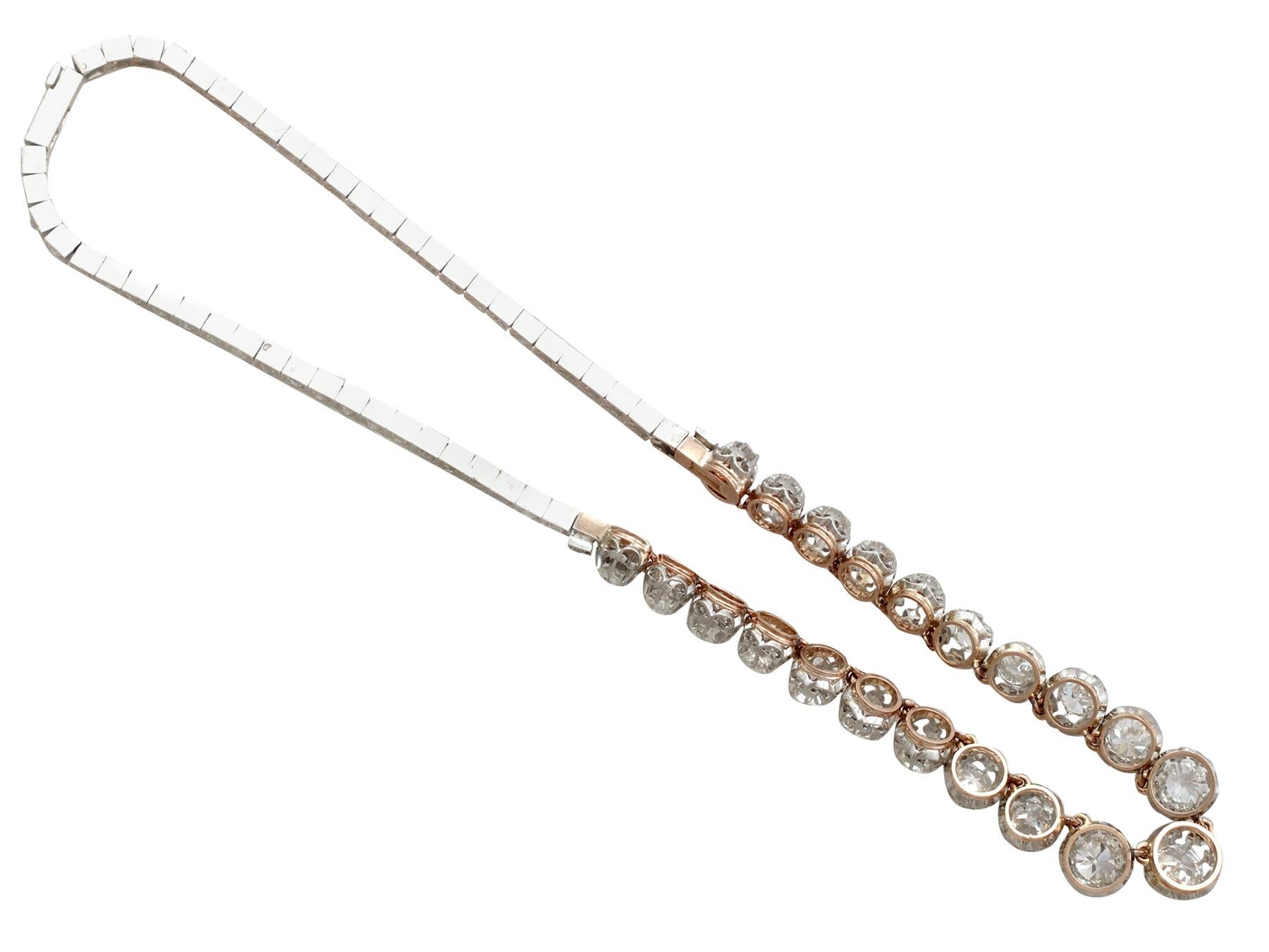 Women's Antique French 11.12 Carat Diamond Yellow Gold, Platinum Set Necklace