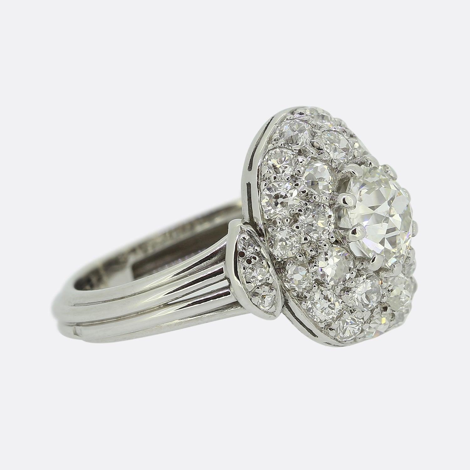 Antiker französischer 1,20 Karat Diamant-Cluster-Ring (Art déco) im Angebot
