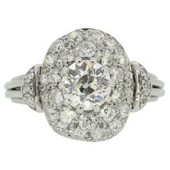 Bague française ancienne en grappe de diamants de 1,20 carat
