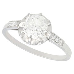 Antique French, anello di fidanzamento solitario con diamante e platino da 1,22 carati