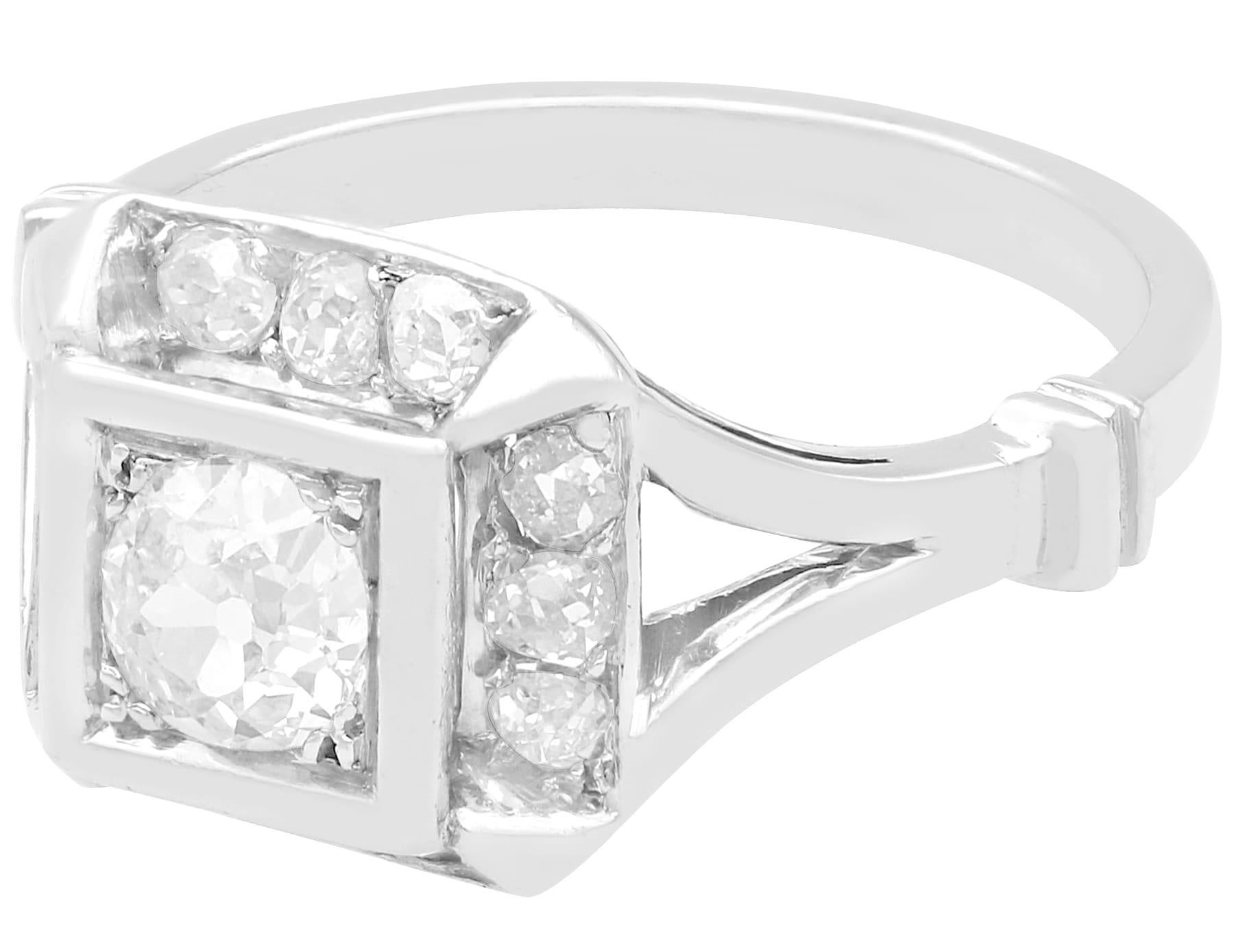 Old European Cut Antique French 1.26 Carat Diamond and Platinum Engagement Ring, Circa 1930