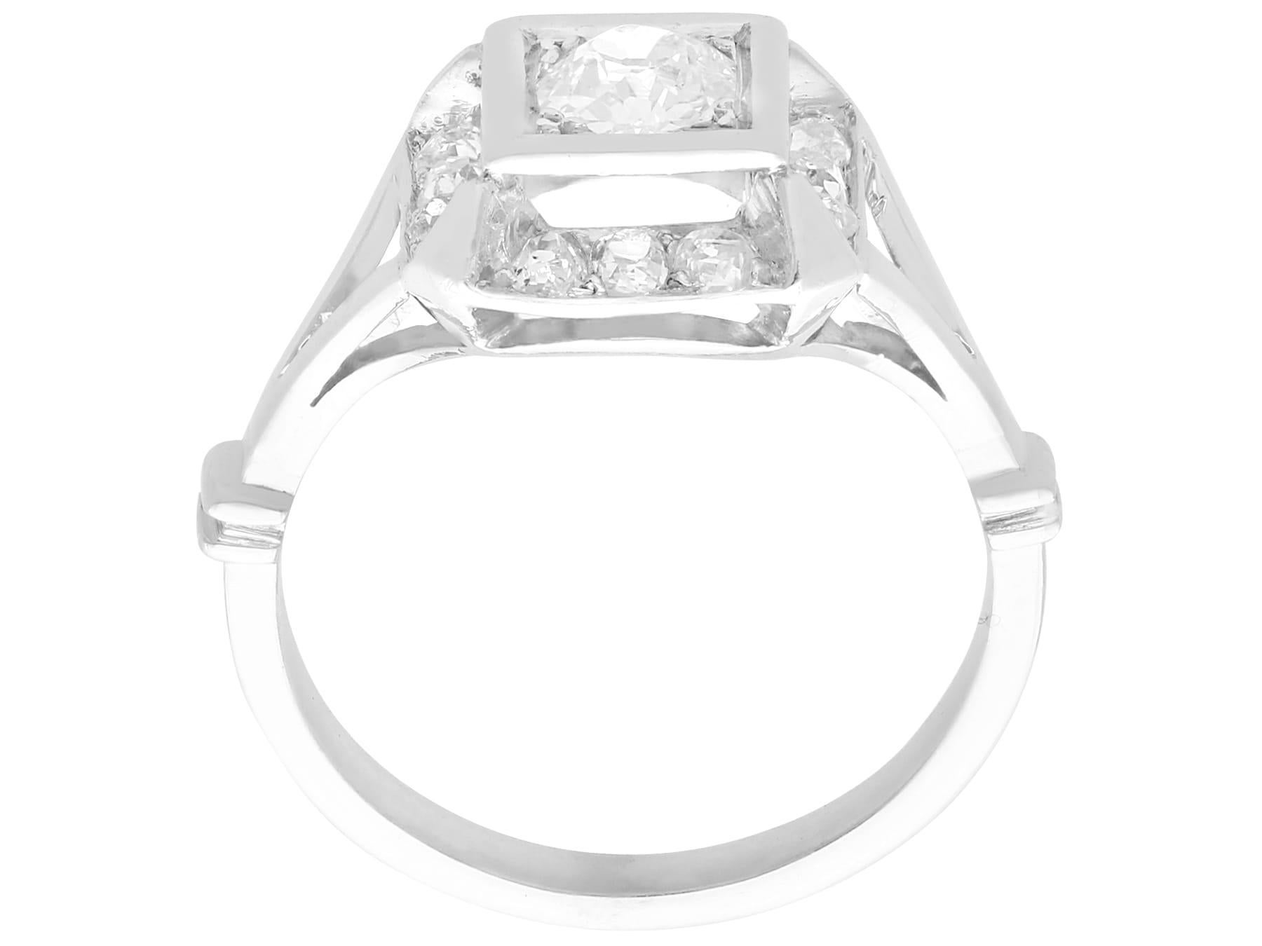 Women's or Men's Antique French 1.26 Carat Diamond and Platinum Engagement Ring, Circa 1930