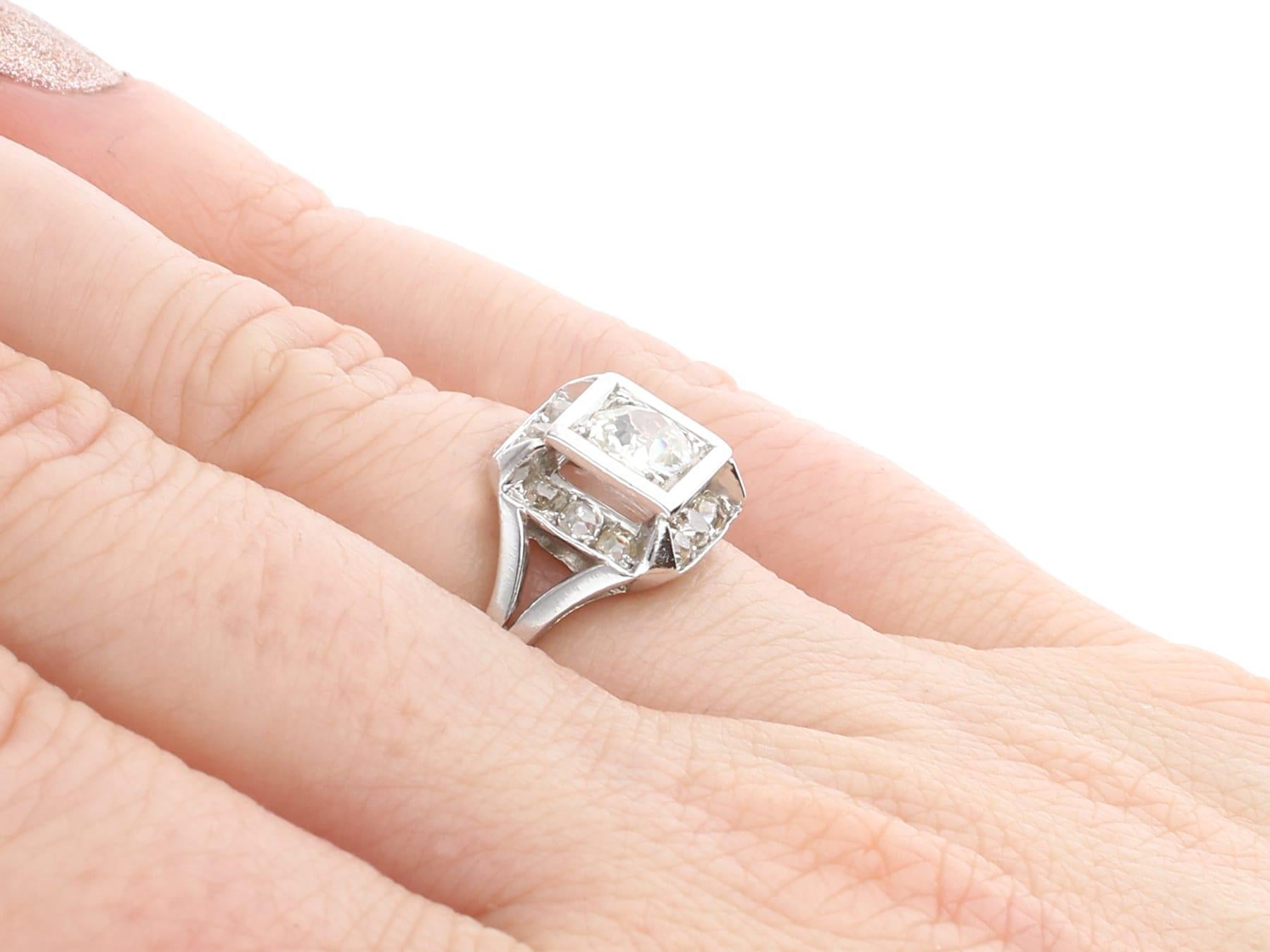 Antique French 1.26 Carat Diamond and Platinum Engagement Ring, Circa 1930 2