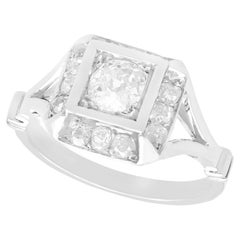 Antique French 1.26 Carat Diamond and Platinum Engagement Ring, Circa 1930