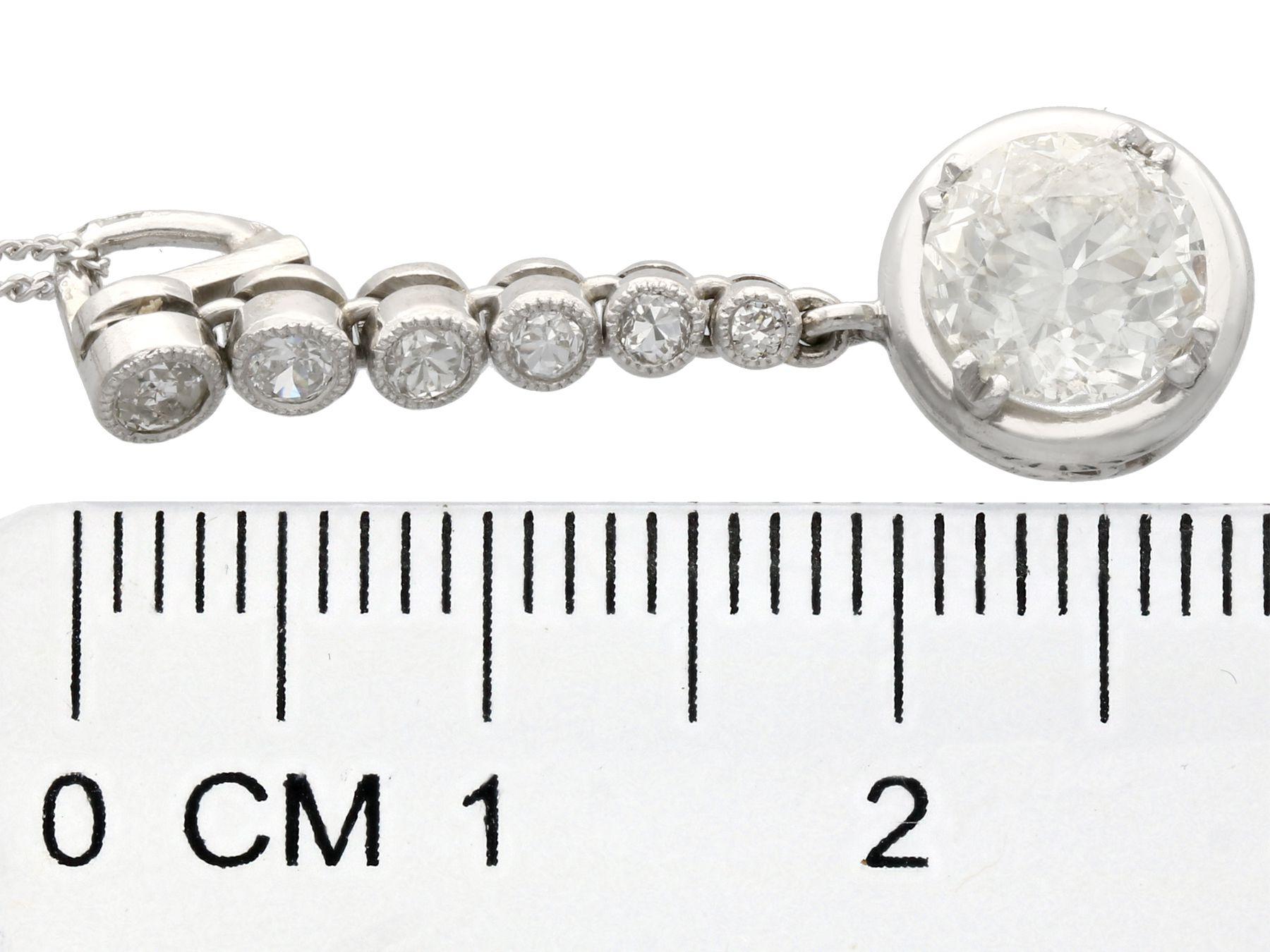 Antique French 1.41 Carat Diamond and Platinum Drop Pendant 1