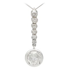 Antique French 1.41 Carat Diamond and Platinum Drop Pendant