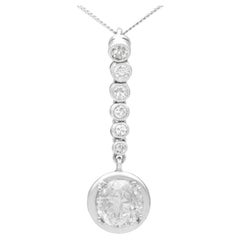 Antique French 1.41 Carat Diamond and Platinum Drop Pendant