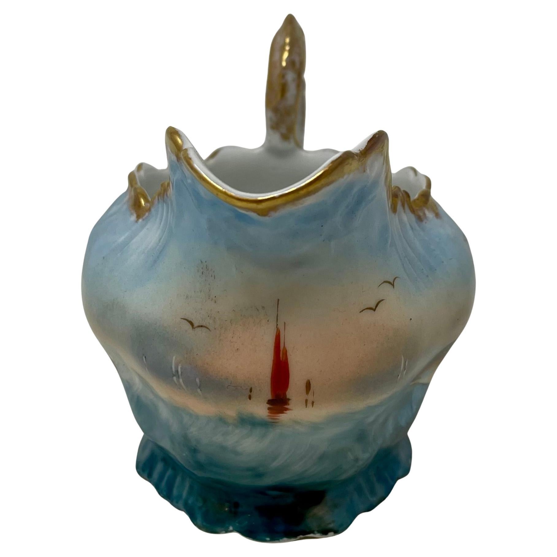 Antique French Servicio de 15 Piezas de Porcelana Azul y Dorada de Limoges, Circa 1870. 7