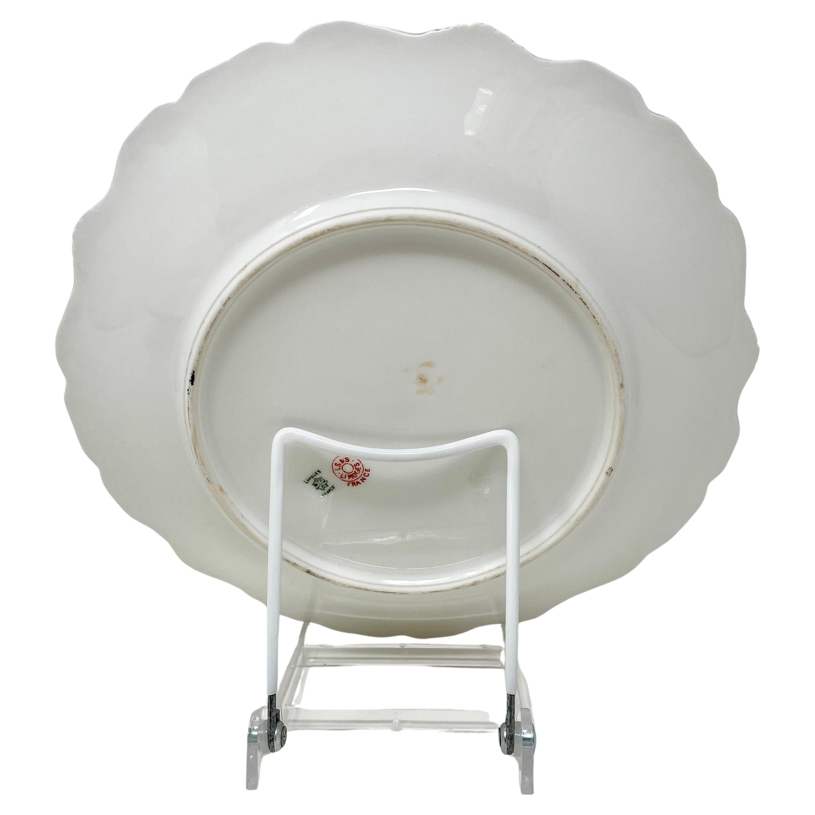 Antique French Servicio de 15 Piezas de Porcelana Azul y Dorada de Limoges, Circa 1870. en Bueno Estado en New Orleans, LA