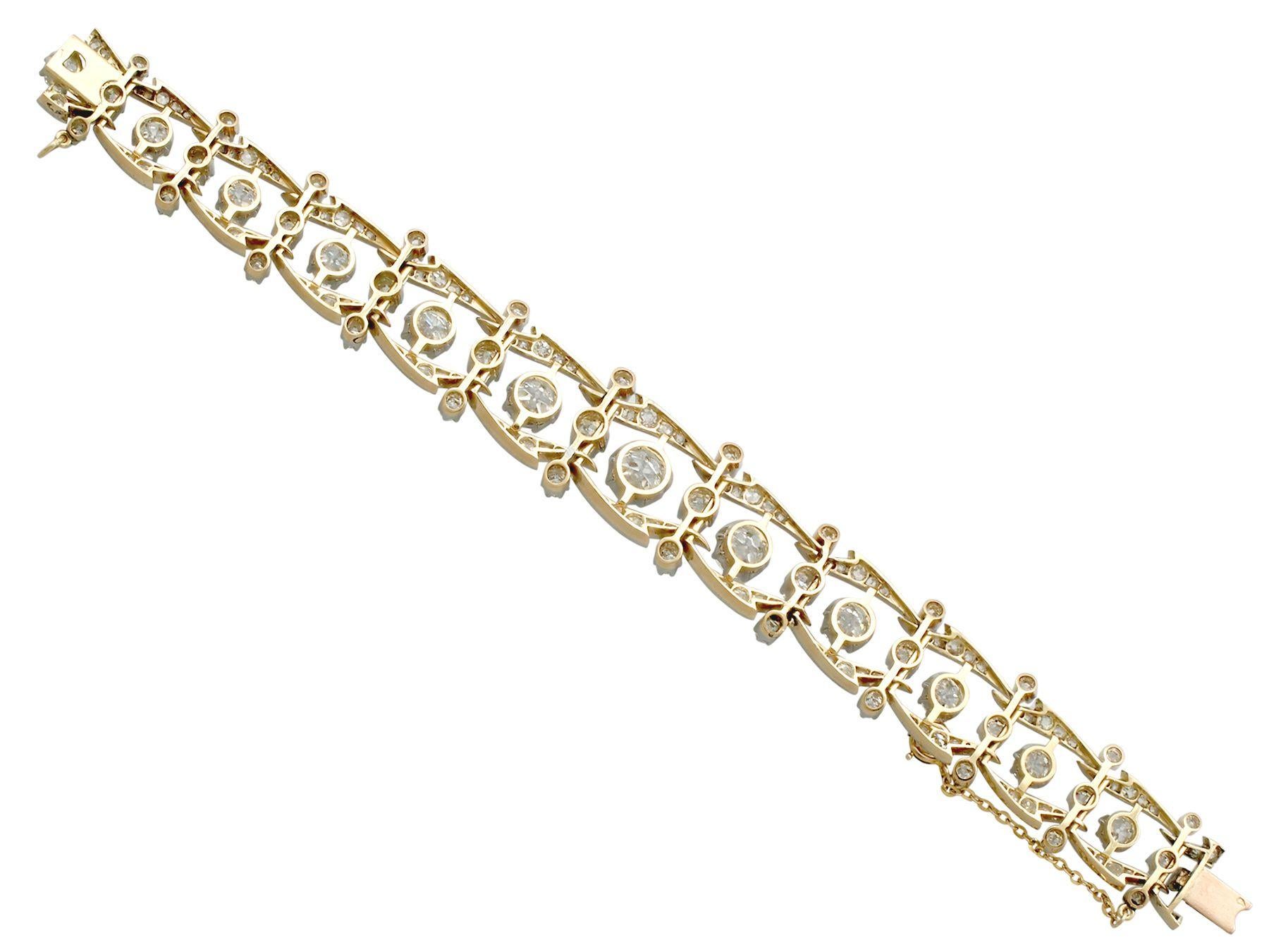 Antique French 17.35 Carat Diamond and Yellow Gold Bracelet, circa 1910 3