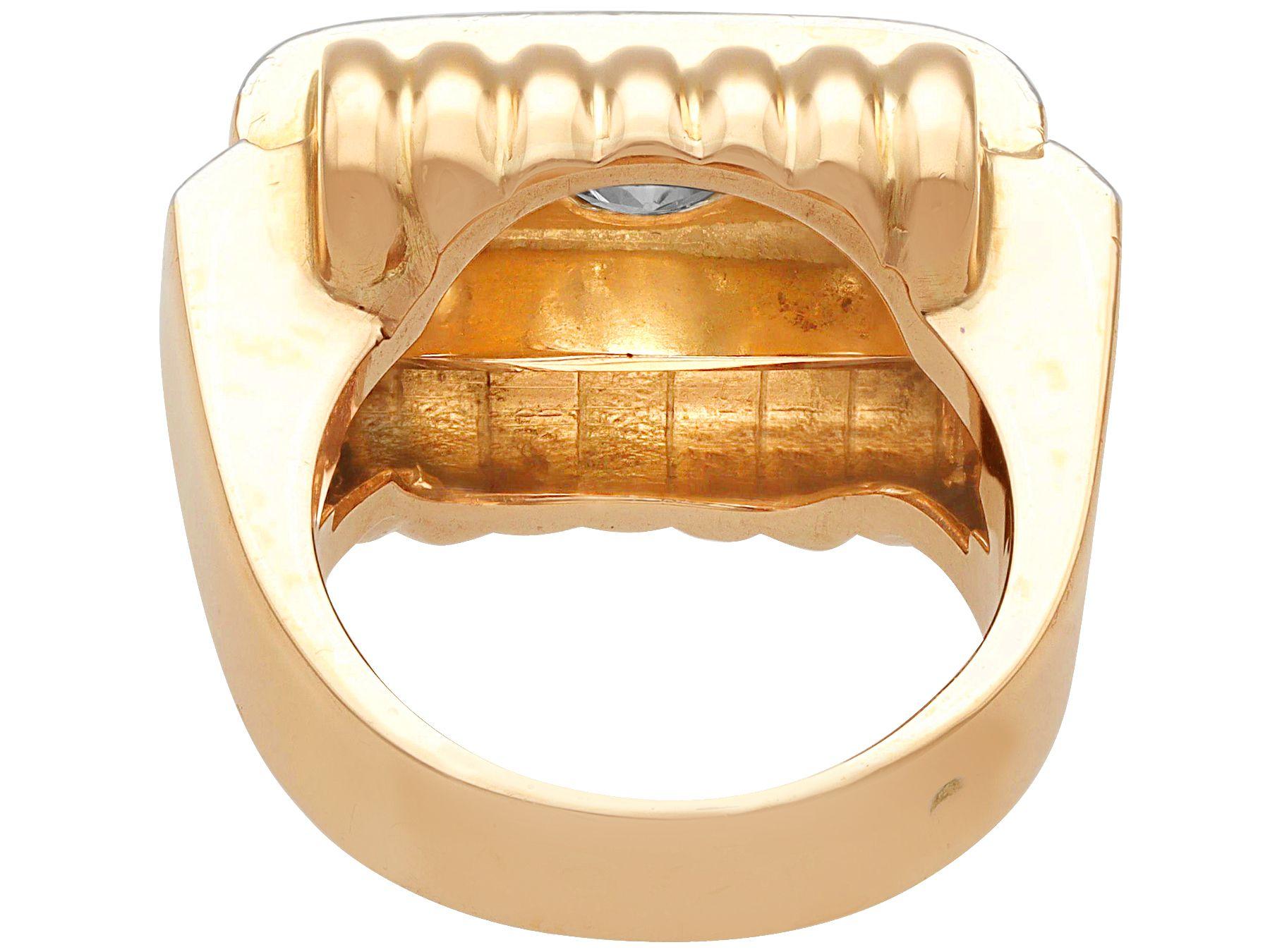 Anillo de Vestido Antique French de Oro Amarillo y Diamantes de 1,77 Quilates Art Decó en venta 1