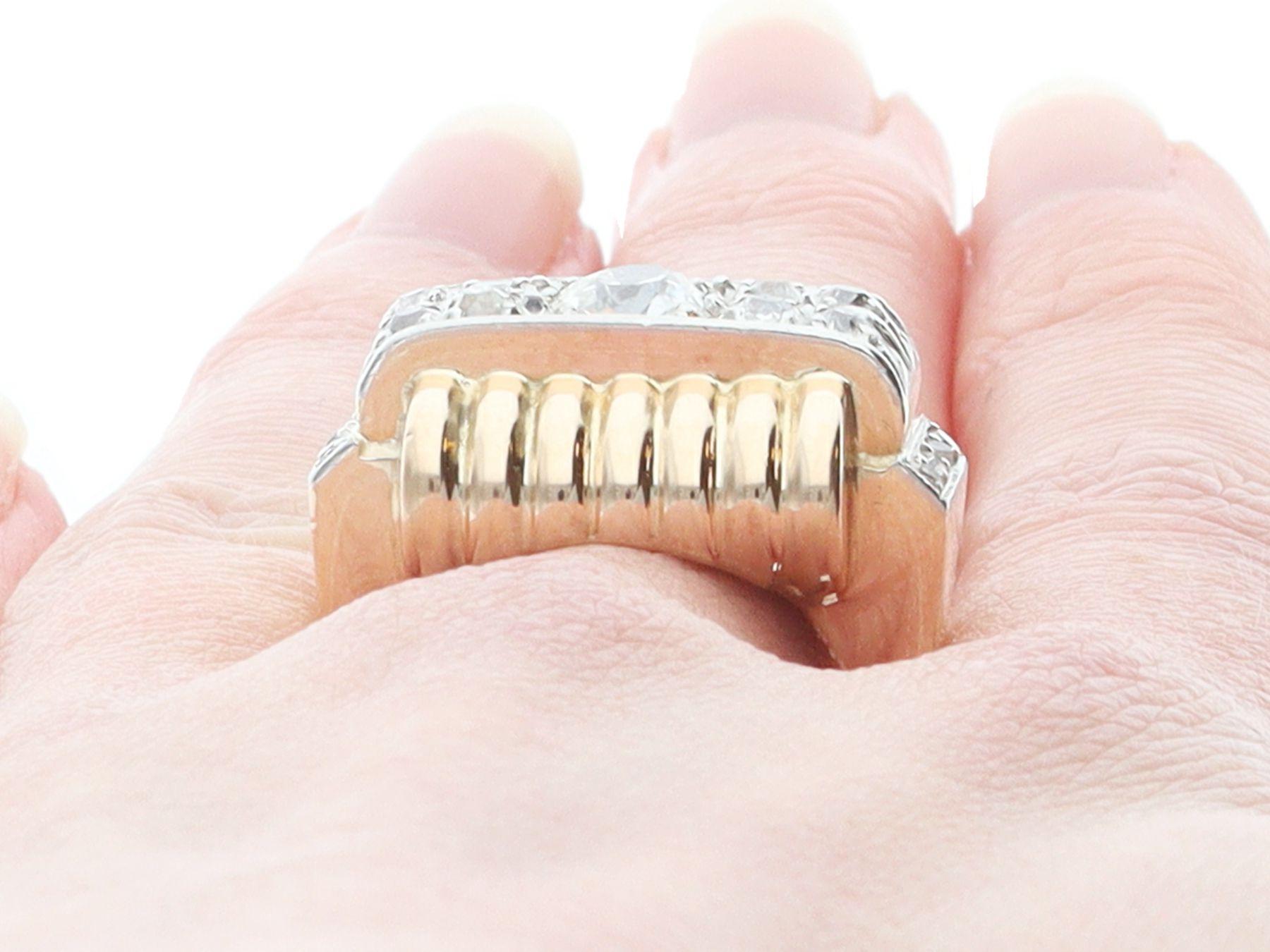 Anillo de Vestido Antique French de Oro Amarillo y Diamantes de 1,77 Quilates Art Decó en venta 5