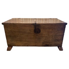 Antique French 17th Century Blank Chest/ Trunk w/ Lions Feet Base