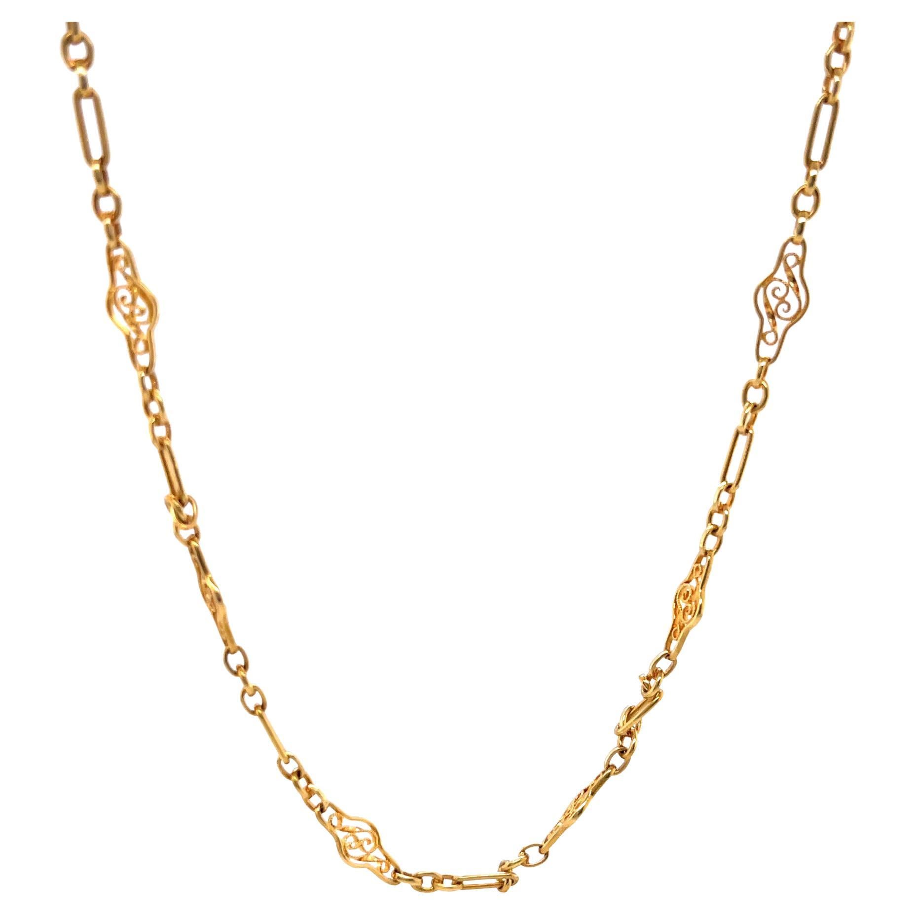 Antique French Filigree Gold Necklace For Sale at 1stDibs french gold