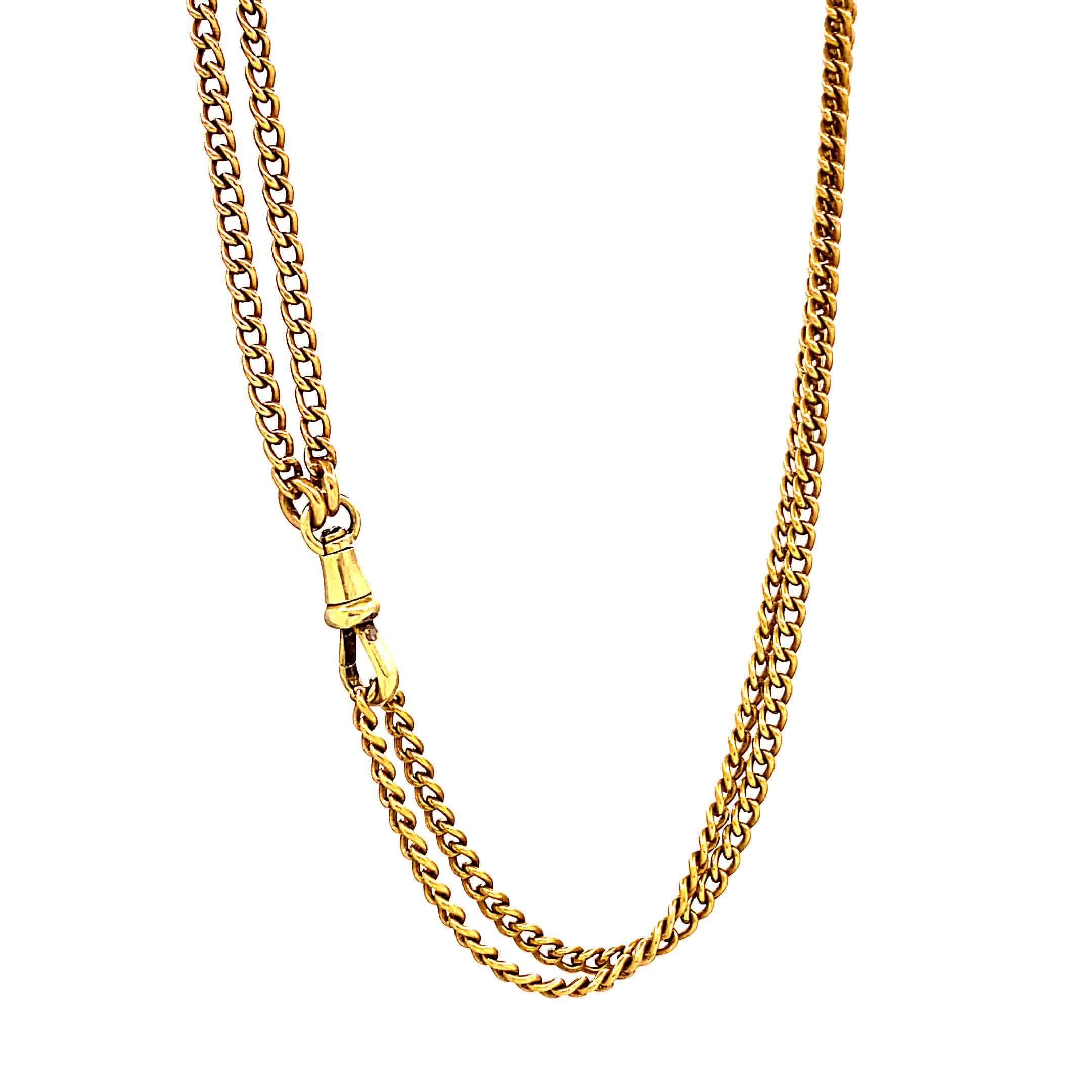 Antique French 18 Karat Gold Long Guard Chain In Excellent Condition In Beverly Hills, CA