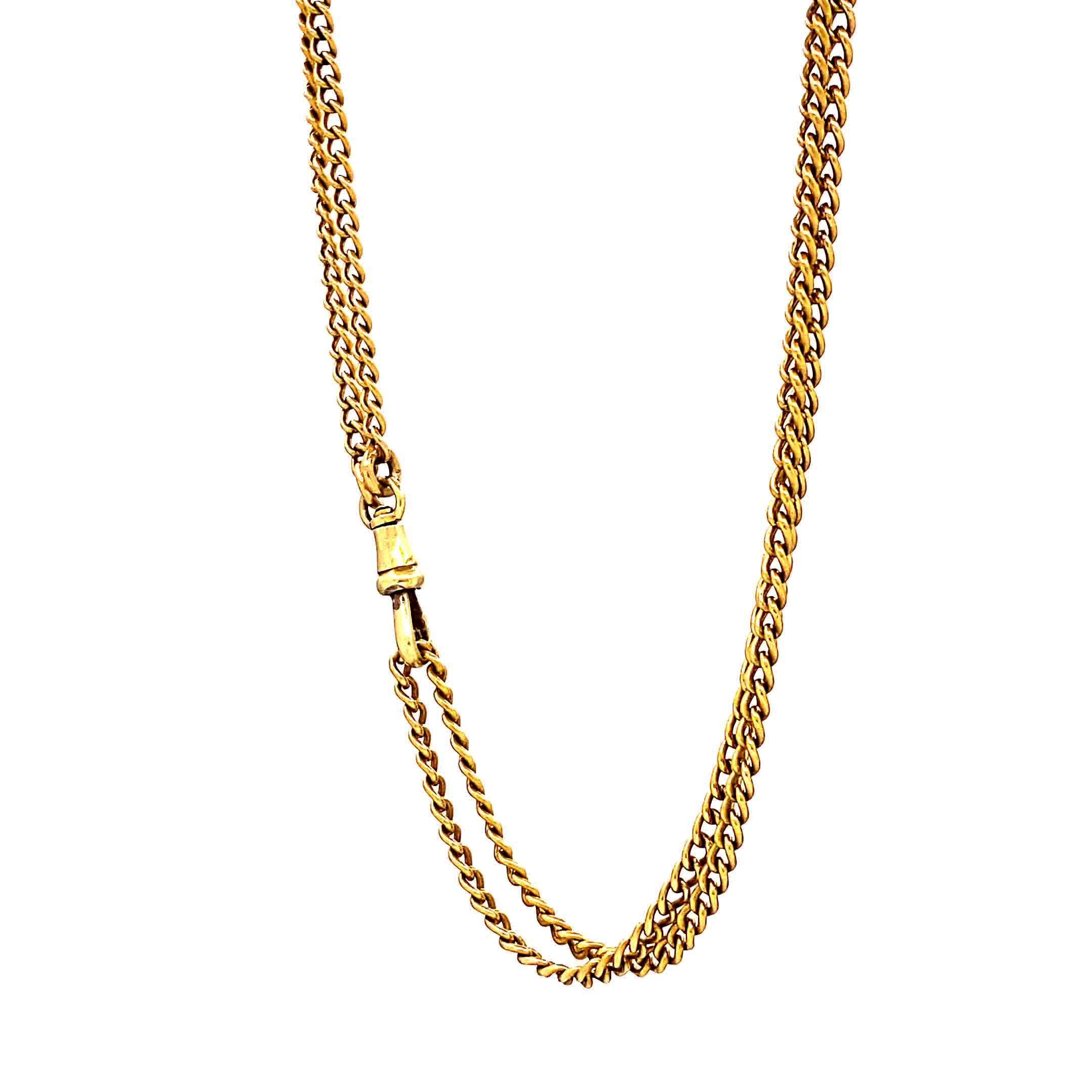 Women's or Men's Antique French 18 Karat Gold Long Guard Chain