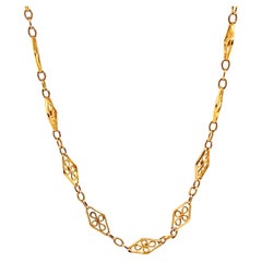 Antique French 18 Karat Gold Fancy Link Chain Necklace