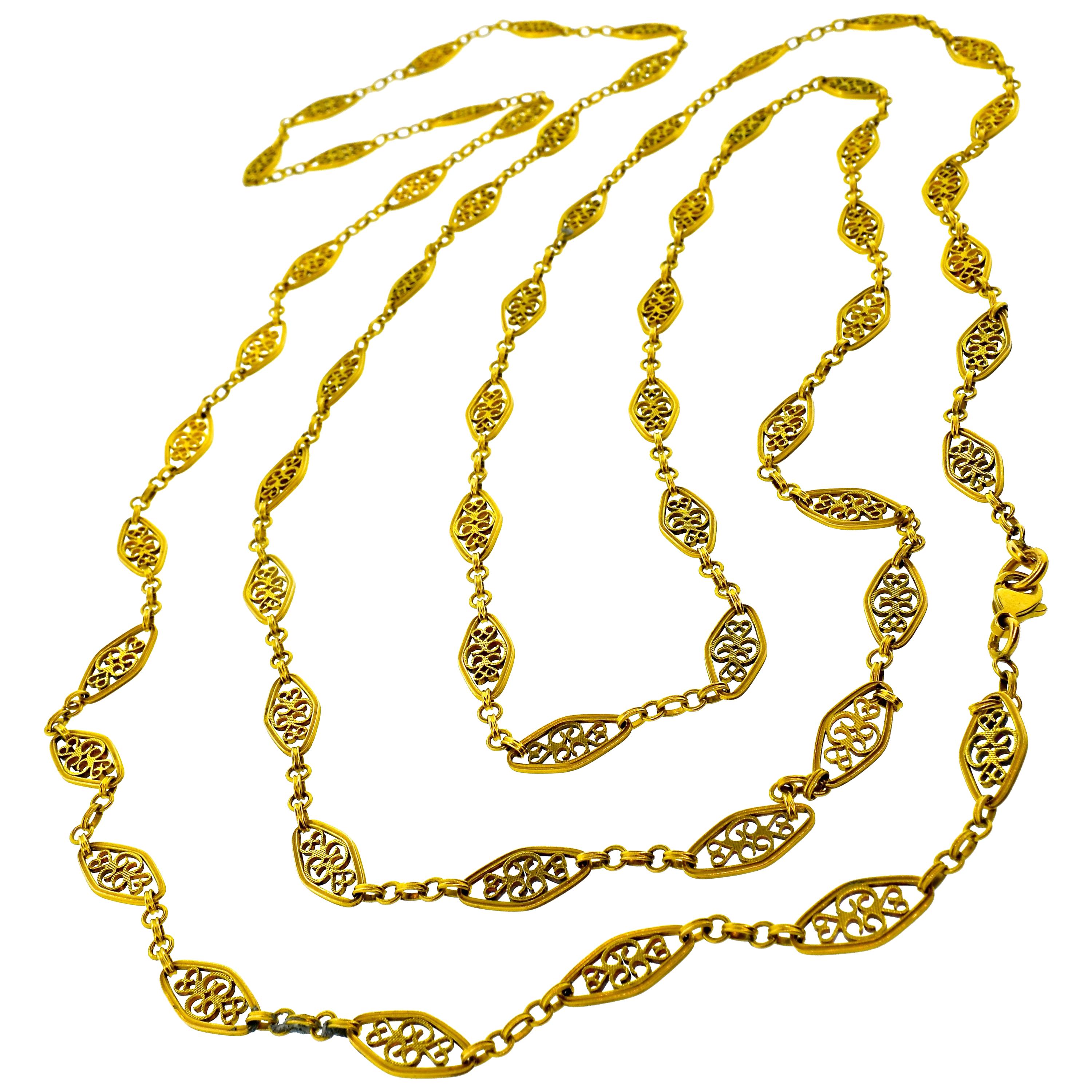 Antique French 18 Karat Gold Long Chain, circa 1890