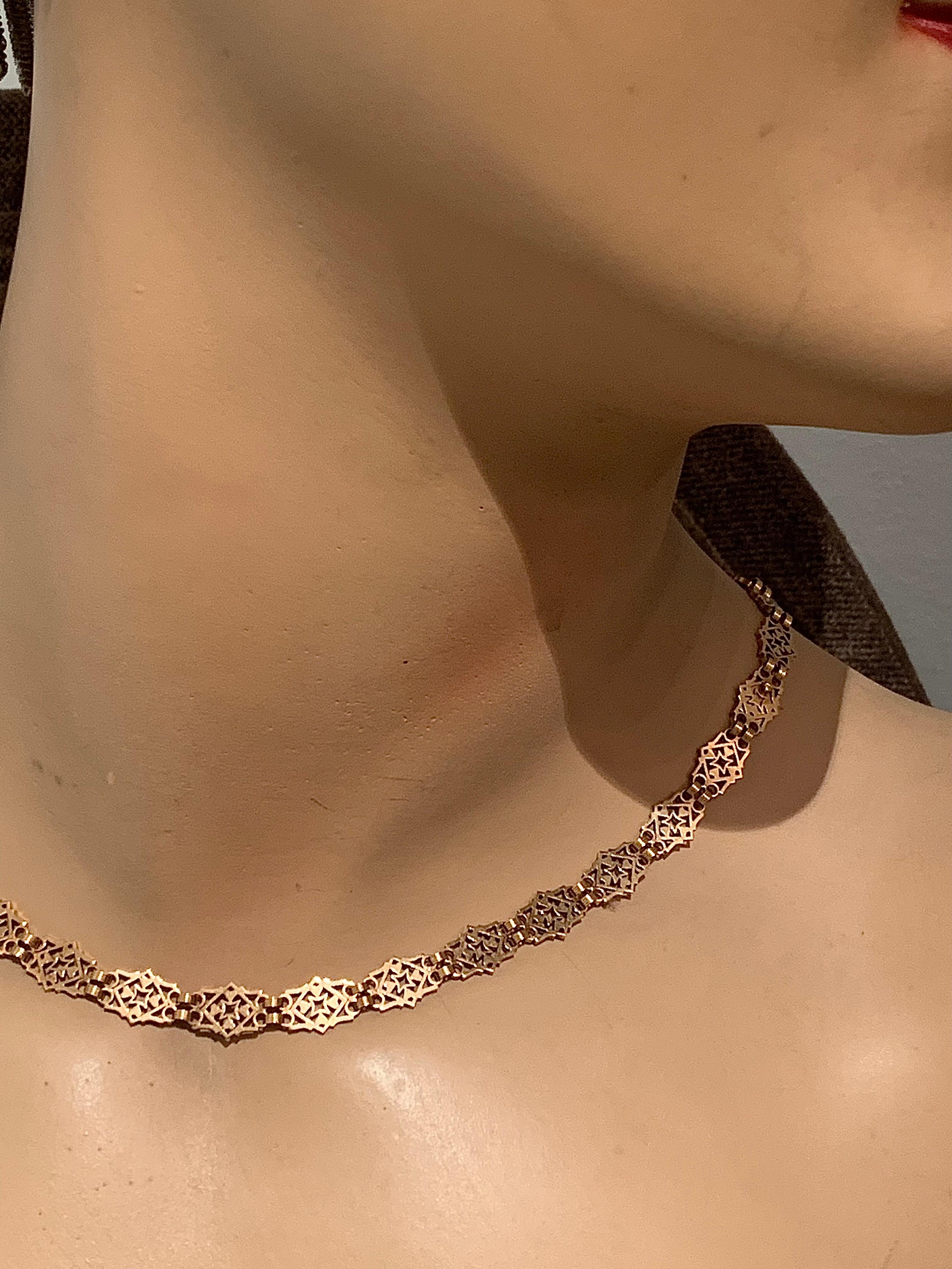 Antique French 18 Karat Rose gold Necklace Gothic Revival Links  For Sale 2