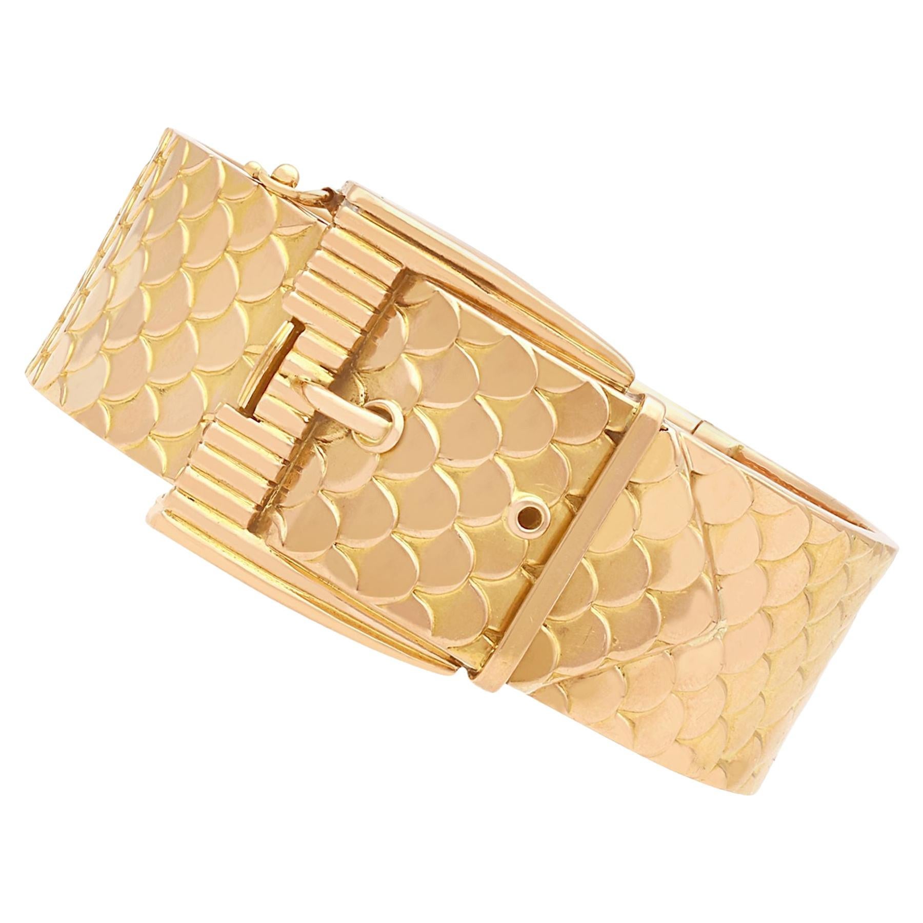 Antique French, bracciale con fibbia in oro giallo 18 carati
