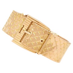 Antique French 18 Karat Yellow Gold Buckle Bangle