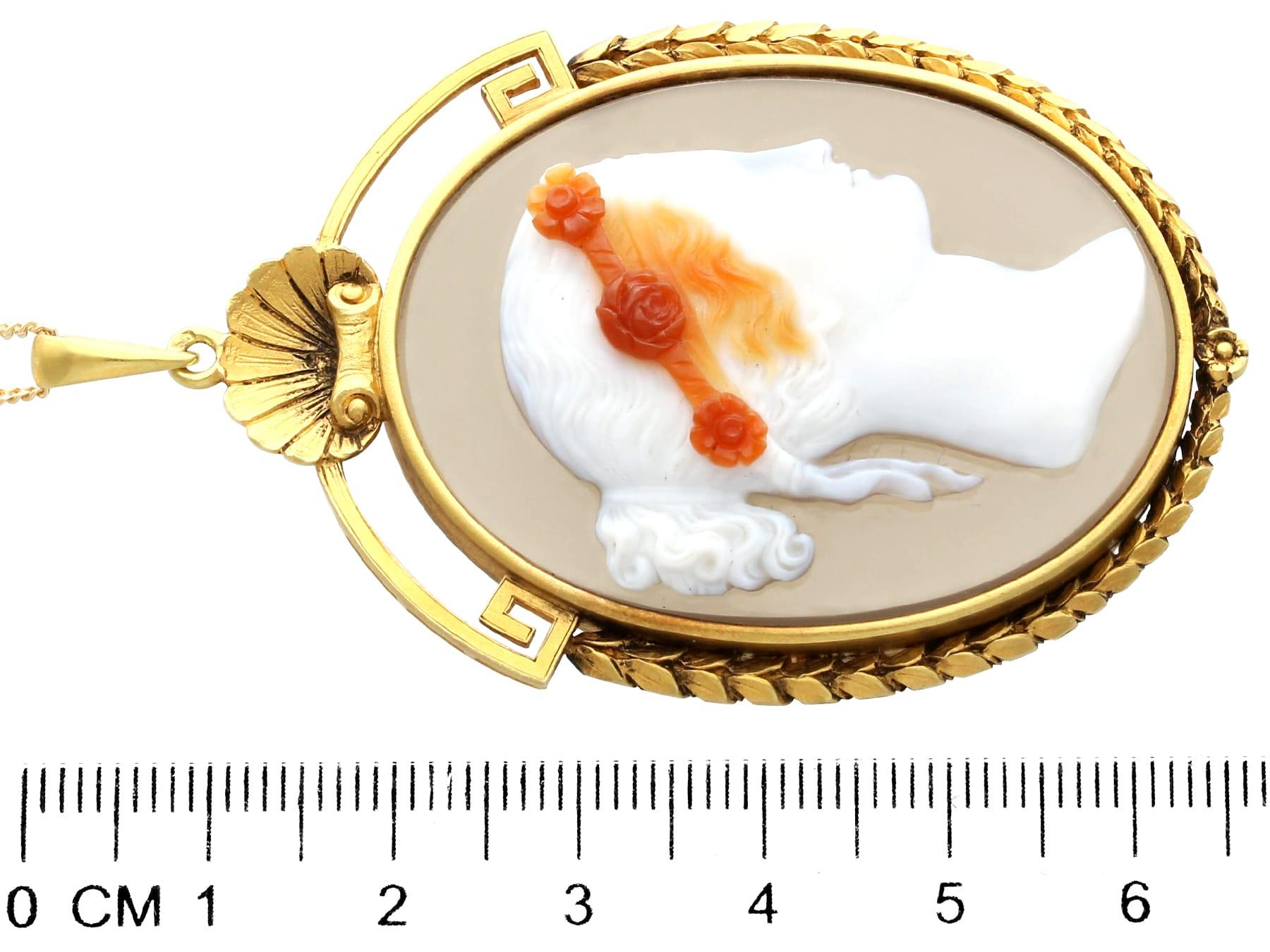 Antique French 18 Karat Yellow Gold Cameo Pendant In Excellent Condition For Sale In Jesmond, Newcastle Upon Tyne