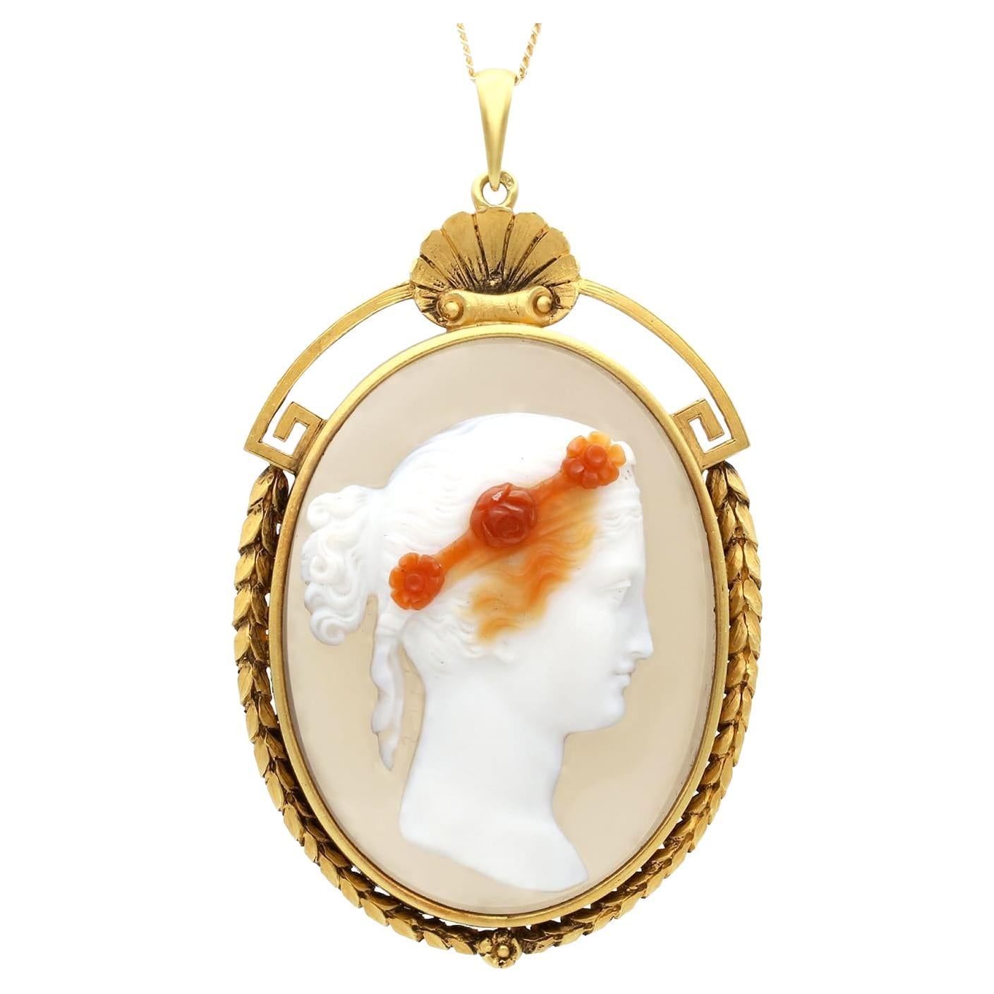 Antique French 18 Karat Yellow Gold Cameo Pendant For Sale