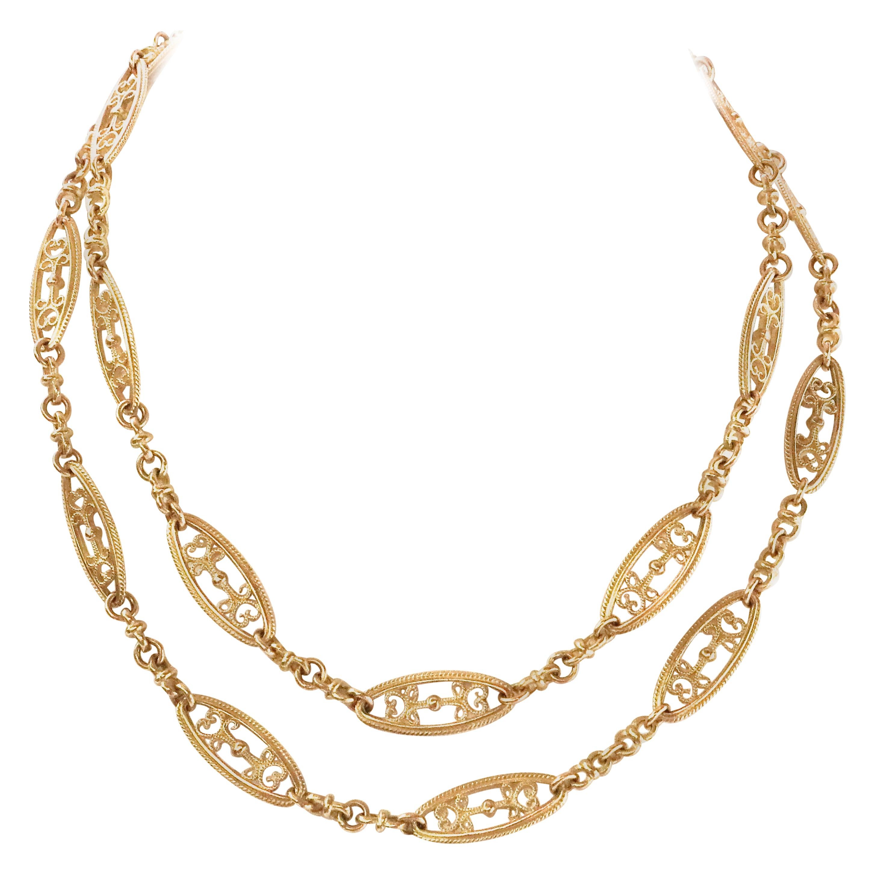 Antique French 18 Karat Yellow Gold Chain Necklace