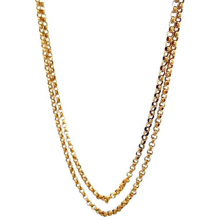 Antique French 18 Karat Yellow Gold Double Strand Chain Necklace For