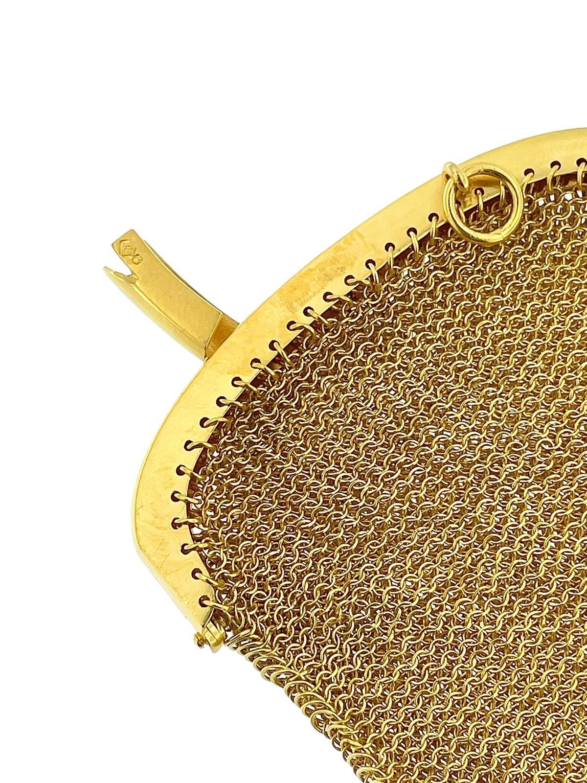 Victorian Antique French 18 karat Yellow Gold Mesh Coin Purse Pendant For Sale