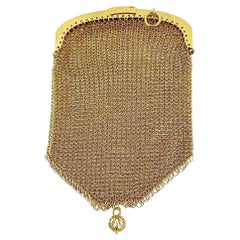 Antique French 18 karat Yellow Gold Mesh Coin Purse Pendant