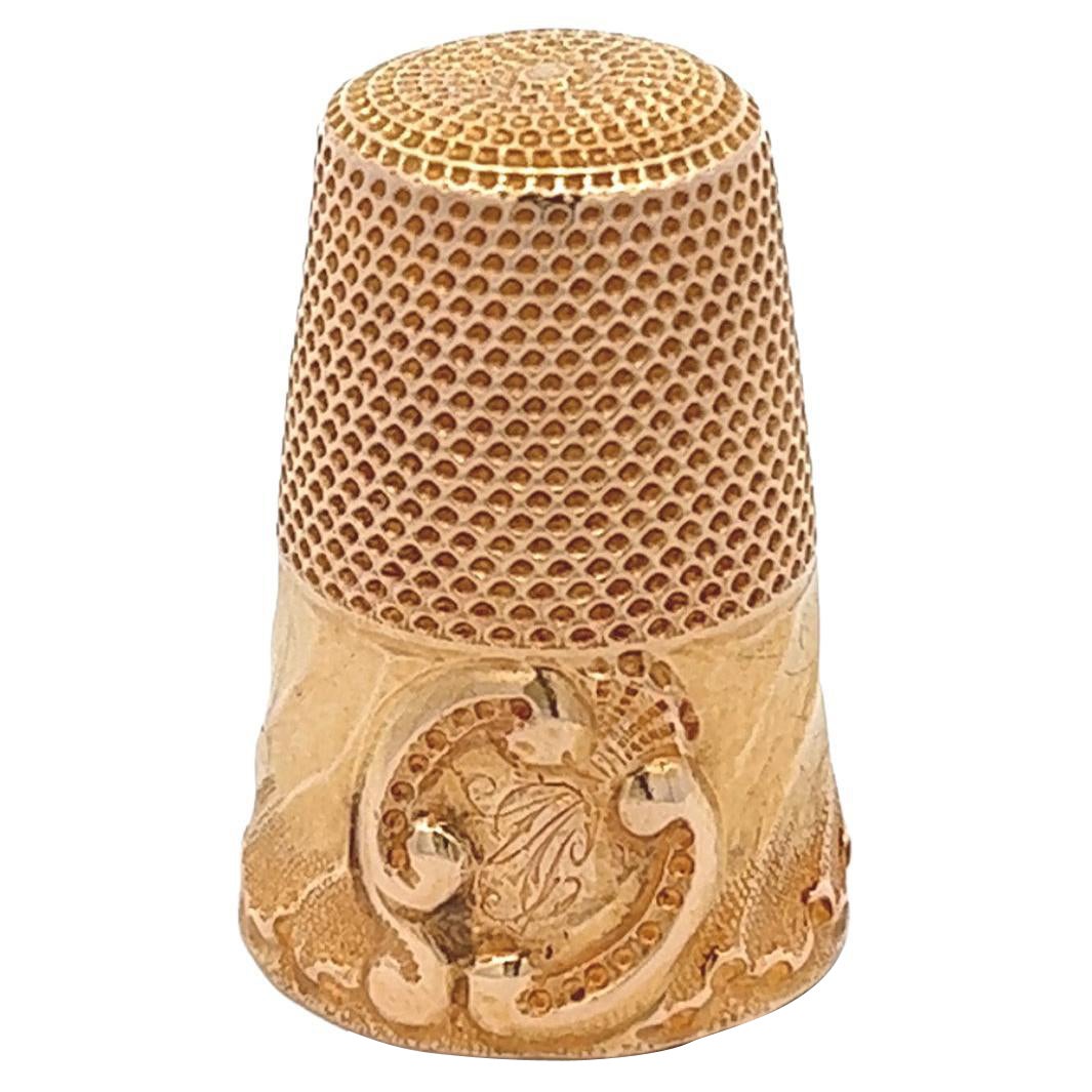 Antiker französischer Thimble aus 18 Karat Gelbgold