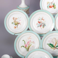 Antique French 18 Pc J. Petit School Limoges Old Paris Hand Painted Dessert Set