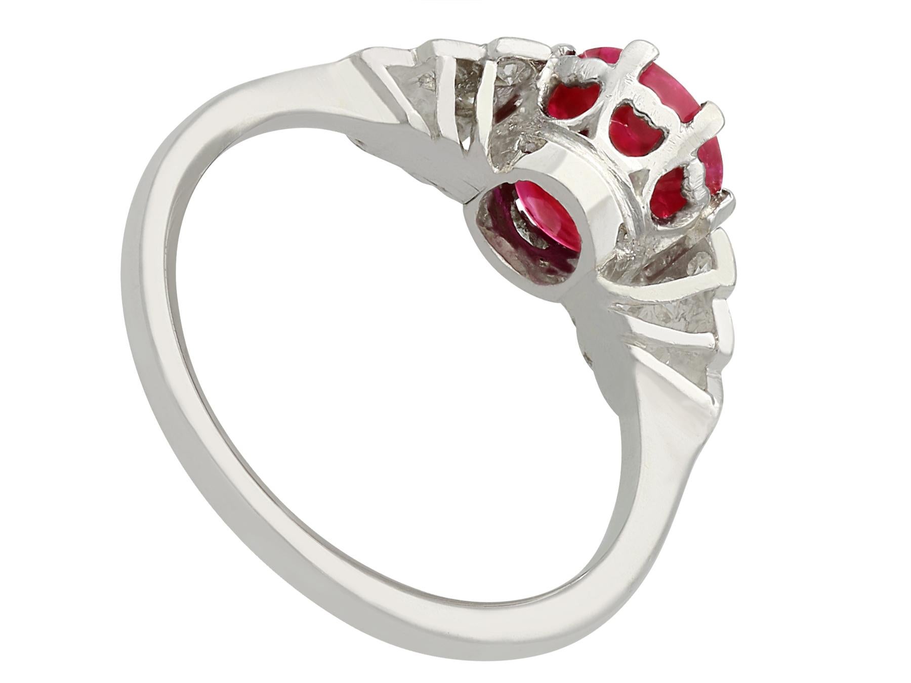 Antique French 1.80 Carat Ruby and Diamond White Gold Cocktail Ring In Excellent Condition In Jesmond, Newcastle Upon Tyne