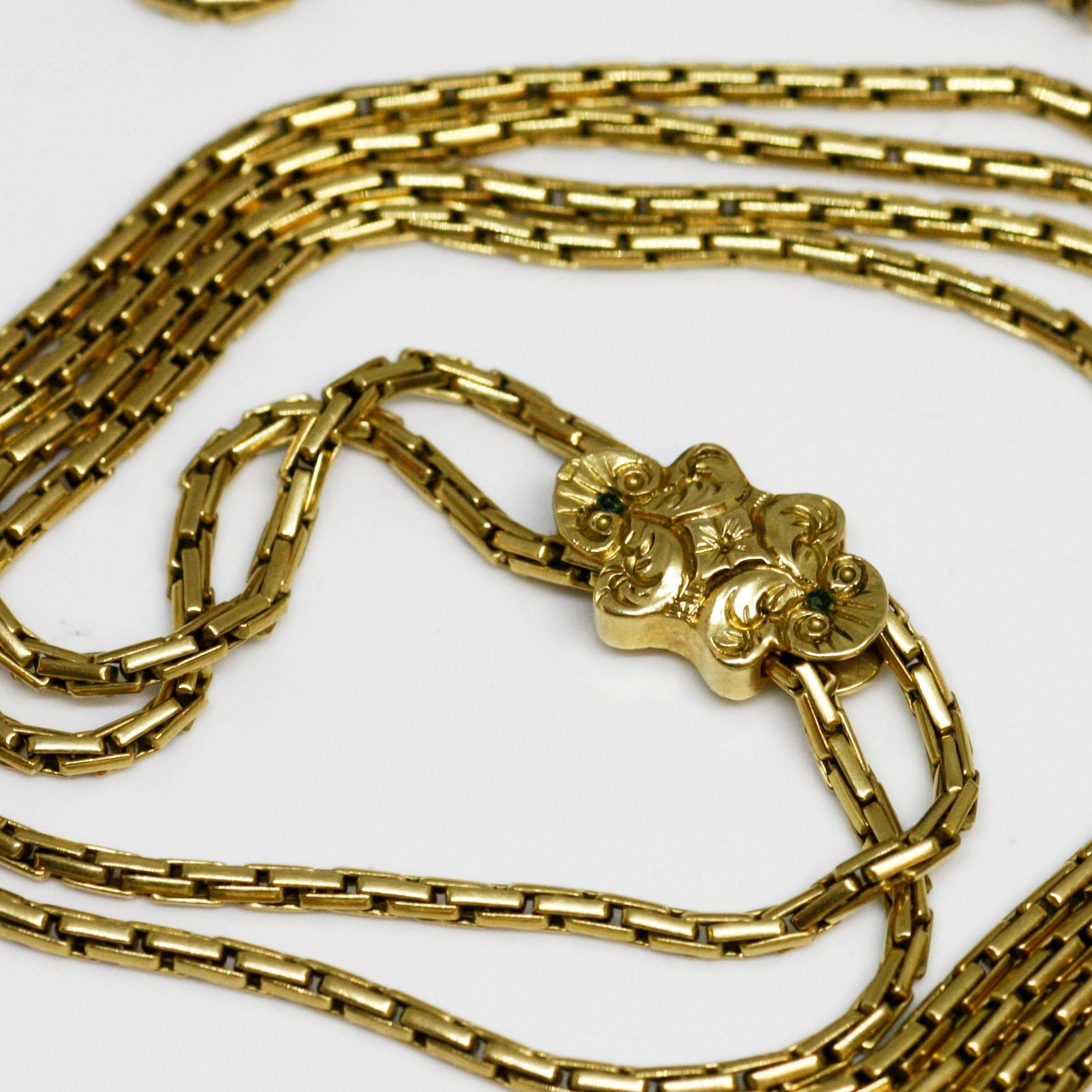 Antique French 1850 18 Karat Gold Long Chain Necklace In Excellent Condition In Paris, FR