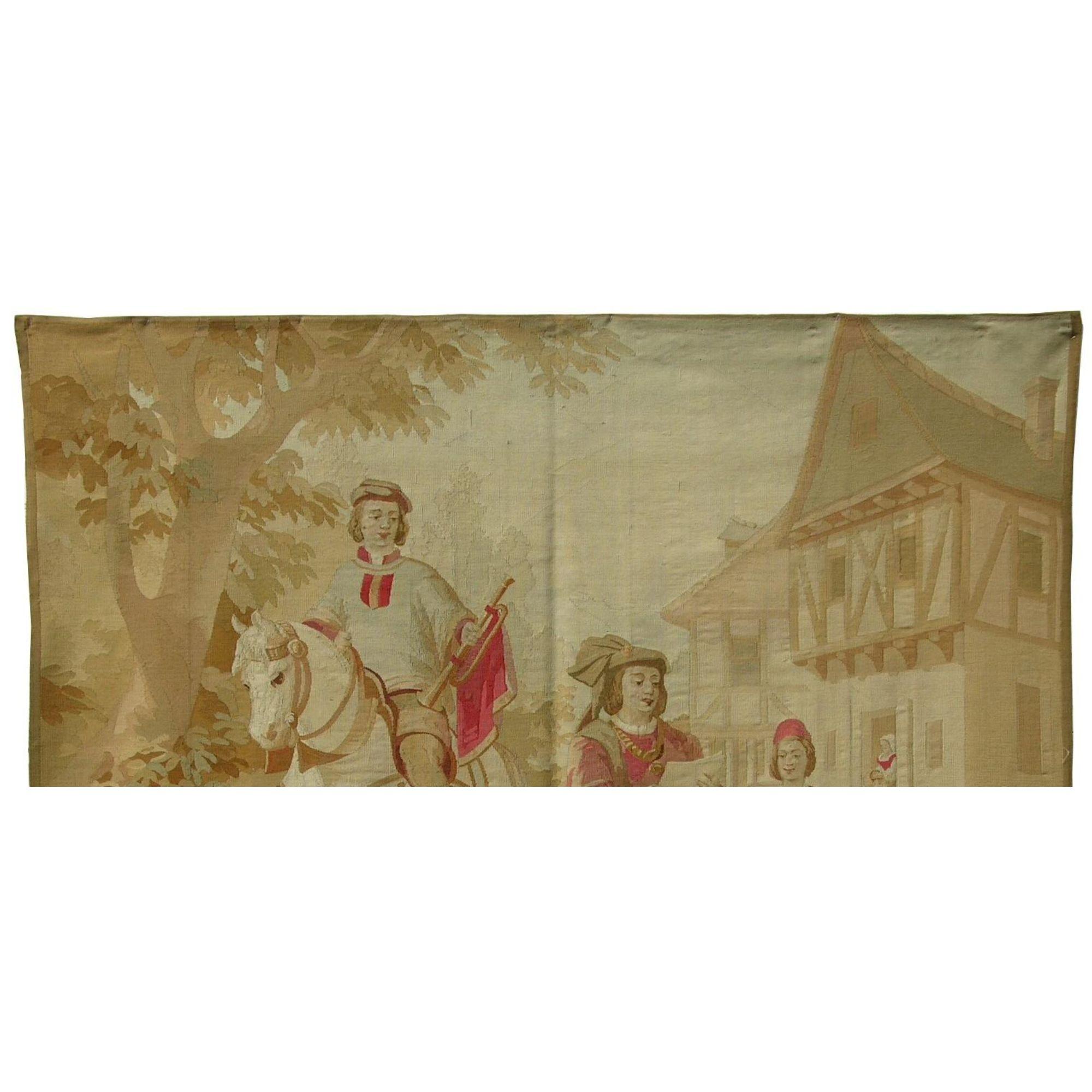 French Provincial Antique French 1850 Tapestry 6'7
