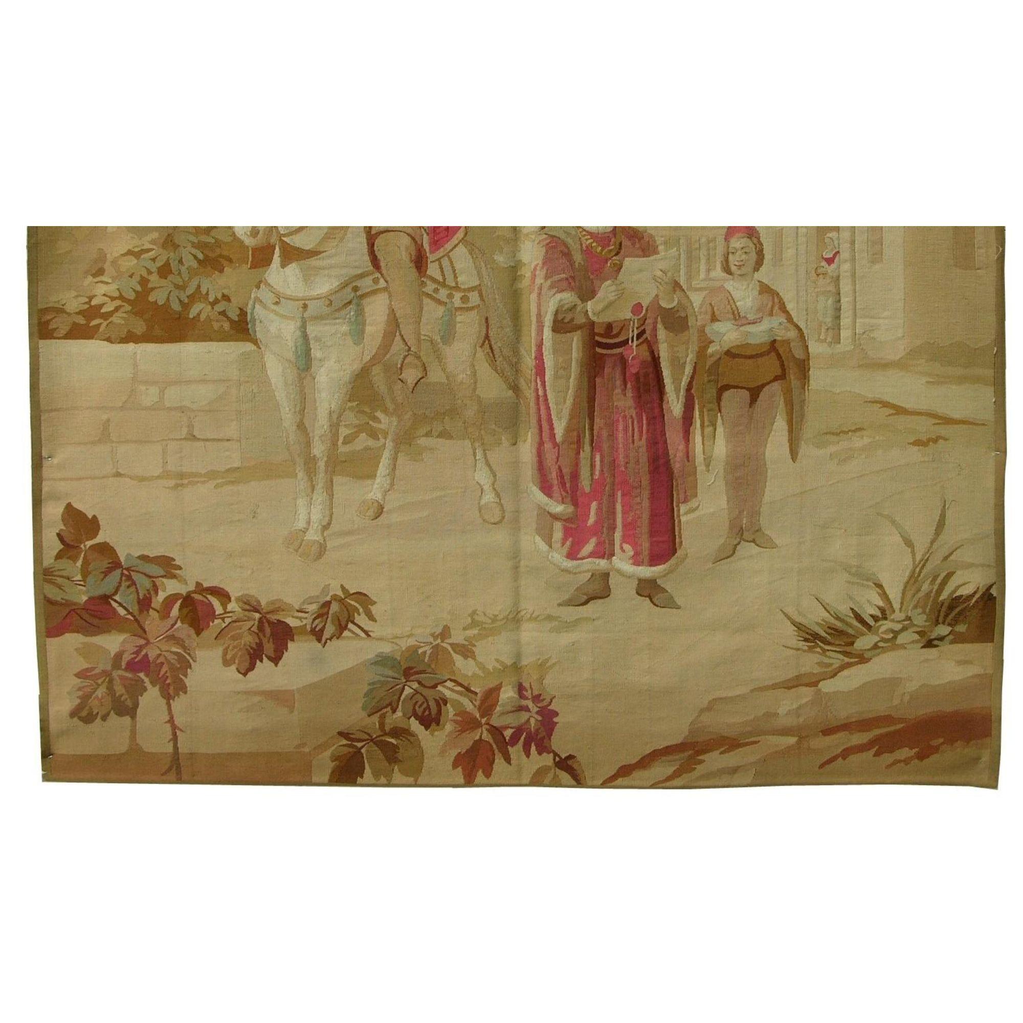 Antike Französisch 1850 Wandteppich 6'7