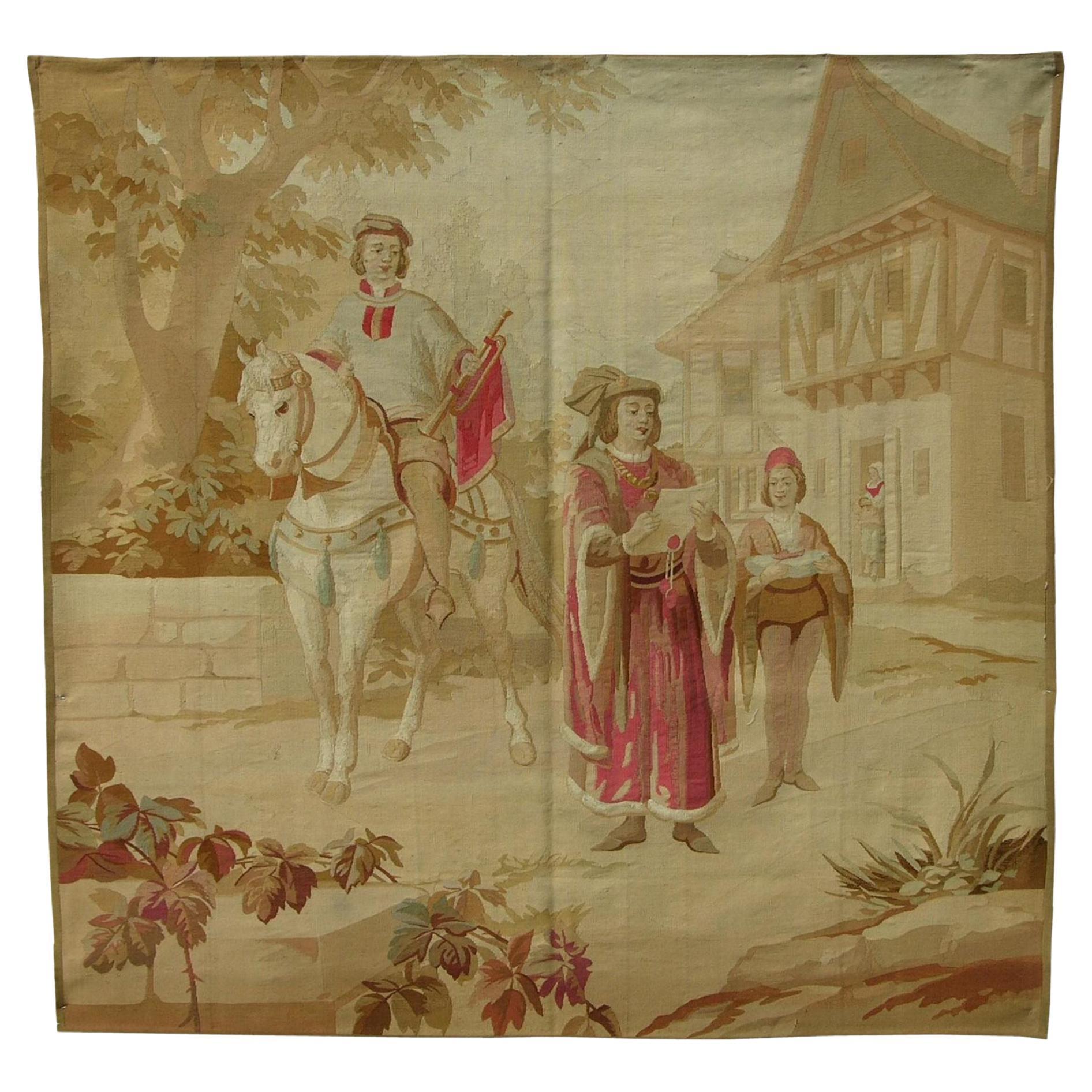 Antique French 1850 Tapestry 6'7" X 6'4" For Sale