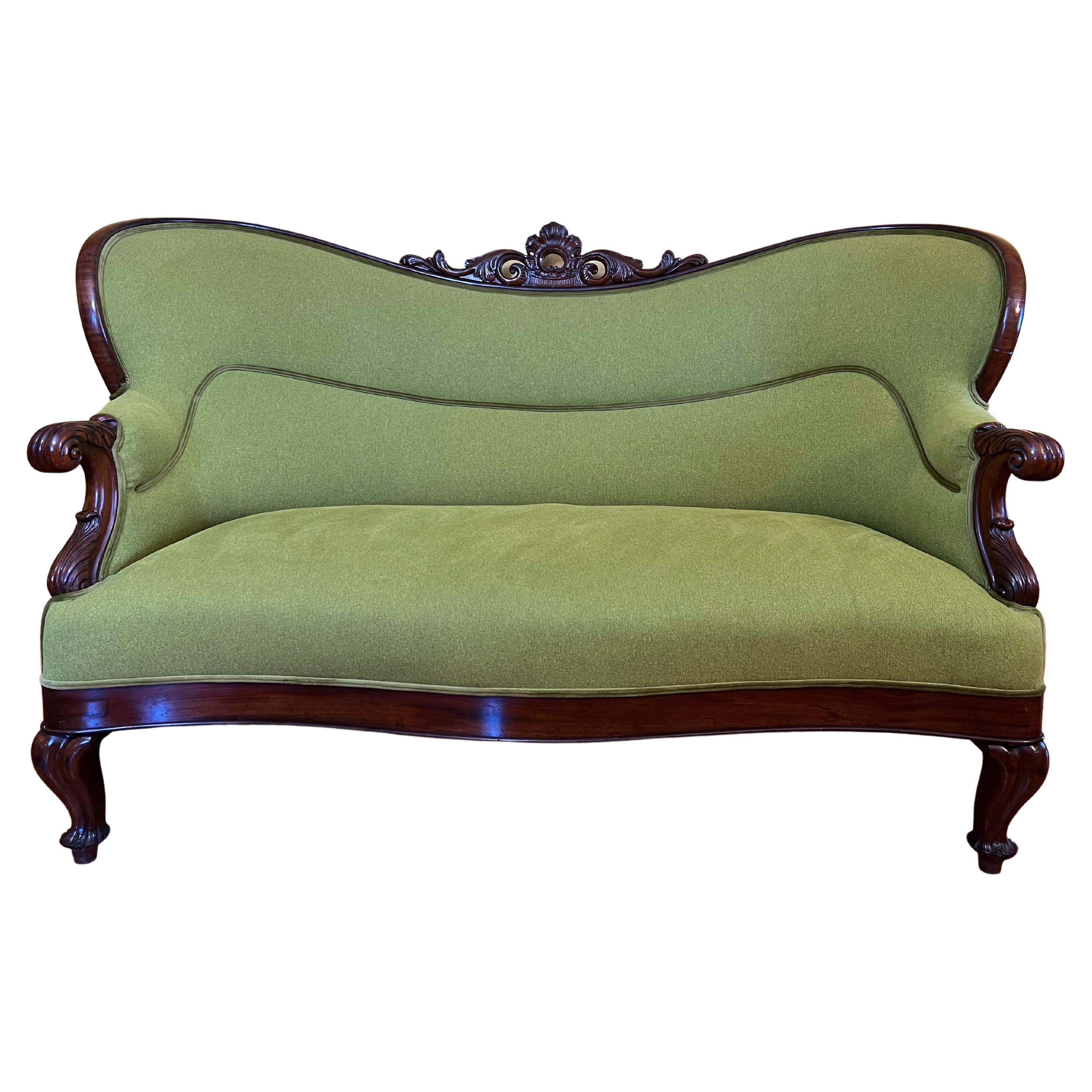 Antique French 1860 Settee, Chaise, Sofa For Sale
