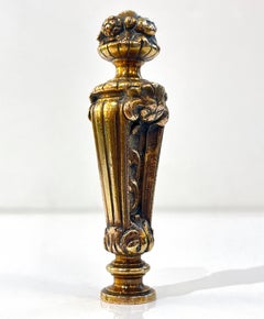 Antique French 1880s Fruits on Perforated Cast Bronze Blank Round Wax Seal Stamp