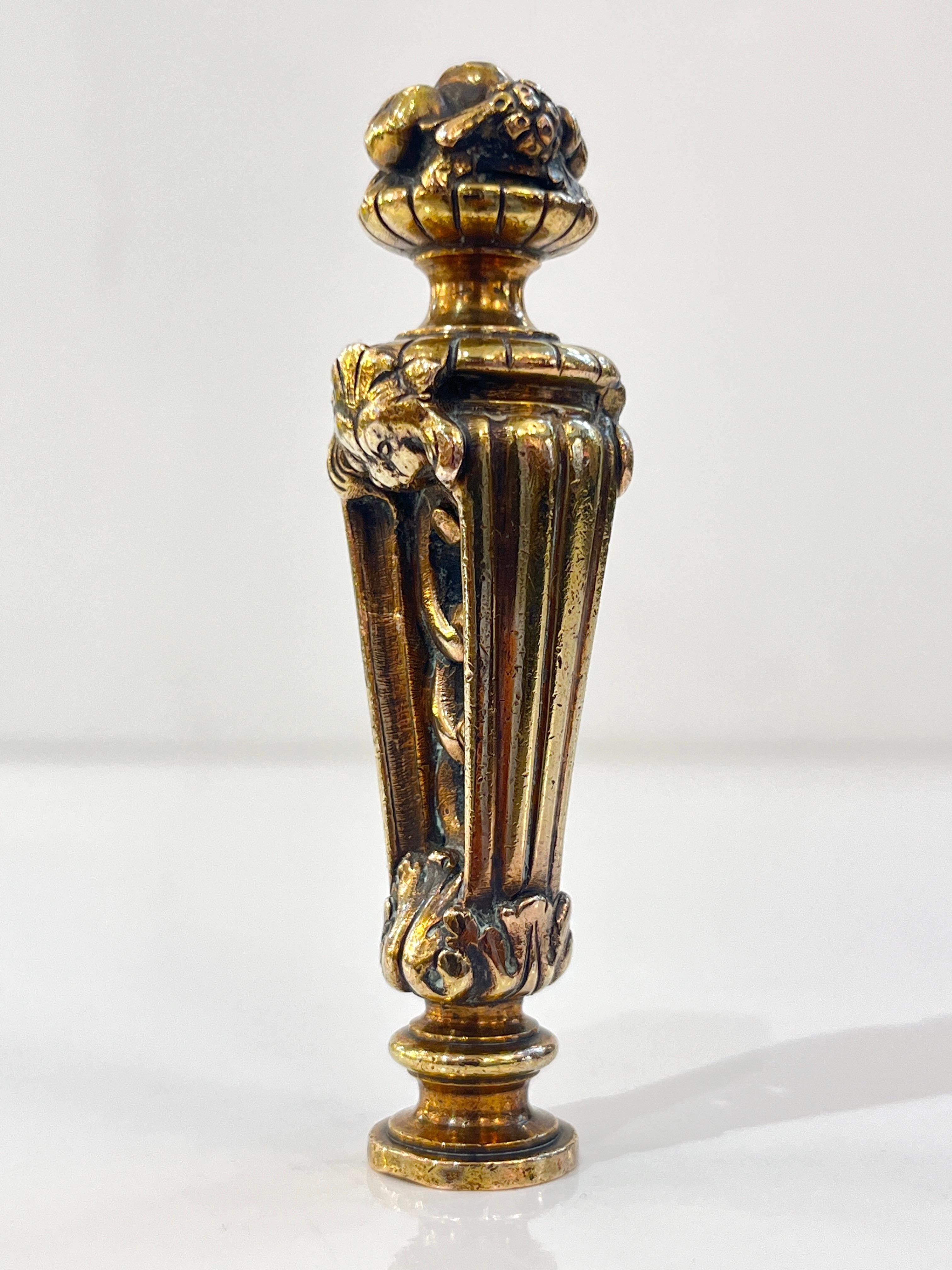 Antike französische Obst auf perforierter gegossener Bronzedecke, runder Wachssiegelstempel, 1880er Jahre (Viktorianisch) im Angebot