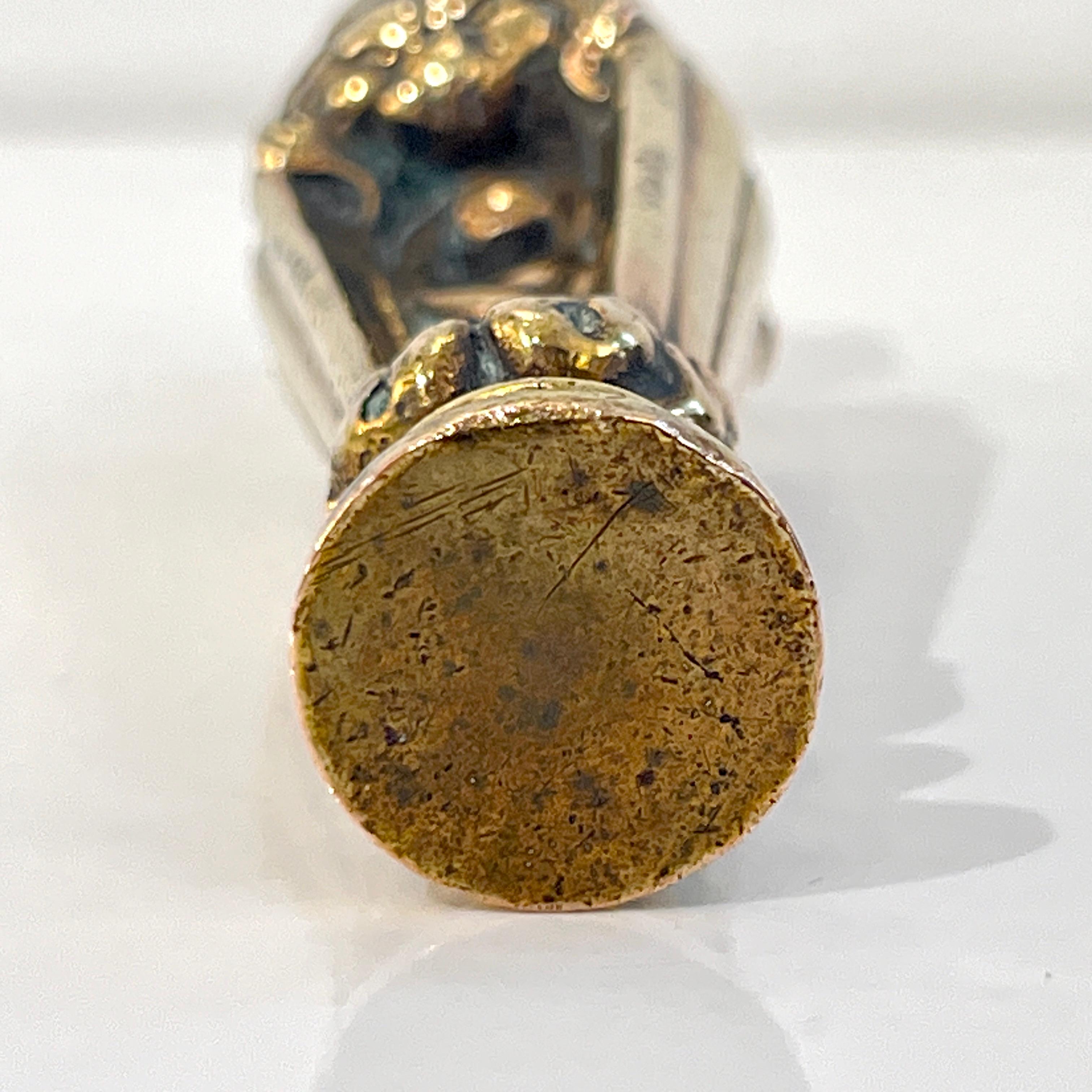 Antike französische Obst auf perforierter gegossener Bronzedecke, runder Wachssiegelstempel, 1880er Jahre im Angebot 1